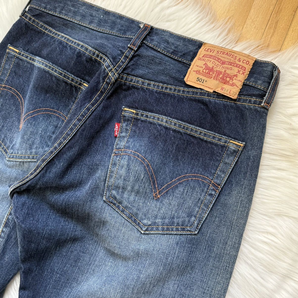 Levi's 📌 Vintage 00’s Levi's 501 Denim Washed Jeans Size US 31 - 7 Thumbnail
