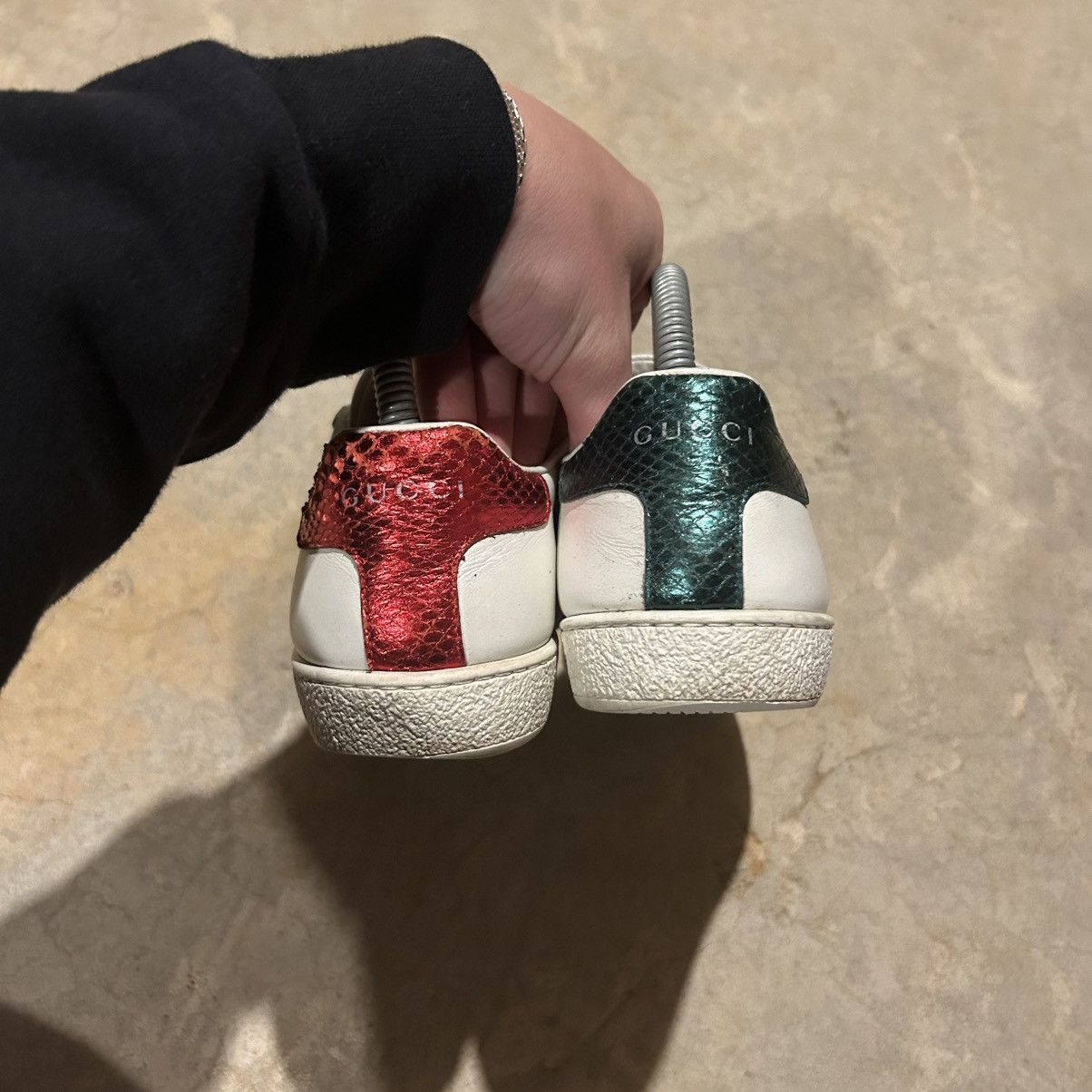 Designer × Gucci Gucci Ace Web Stripe Embroidered Bee Leather Shoes US 5 Size US 5 / EU 37 - 5 Thumbnail