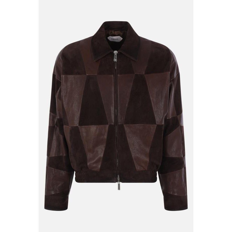 Versace VERSACE Full Zip Patchwork Brown Suede Leather Jacket New & Size US L / EU 52-54 / 3 - 1 Thumbnail