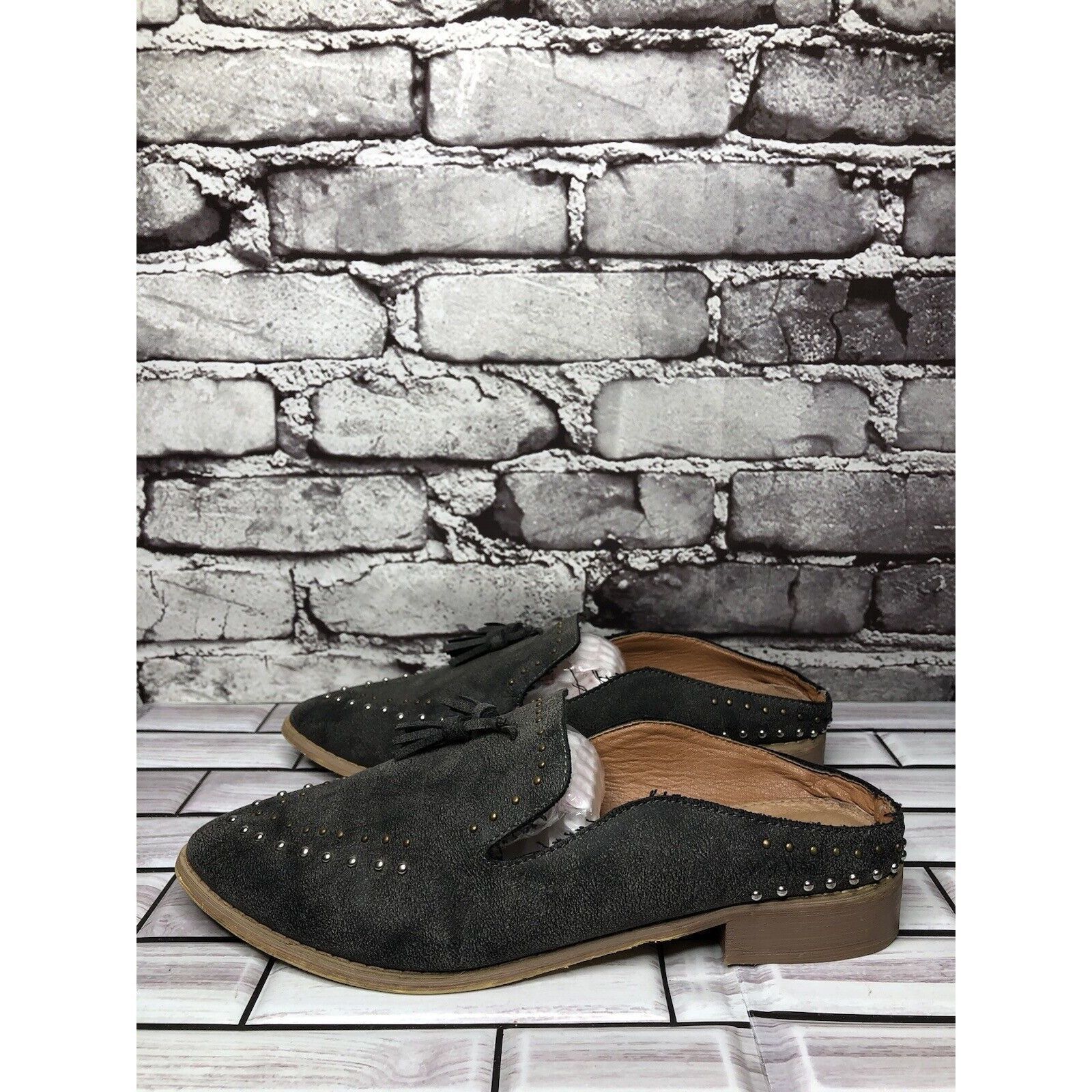 Other Mi.iM Suede Leather Studded Kiltie Loafer Slip On Mules Flat Size US 7.5 / IT 37.5 - 8 Thumbnail