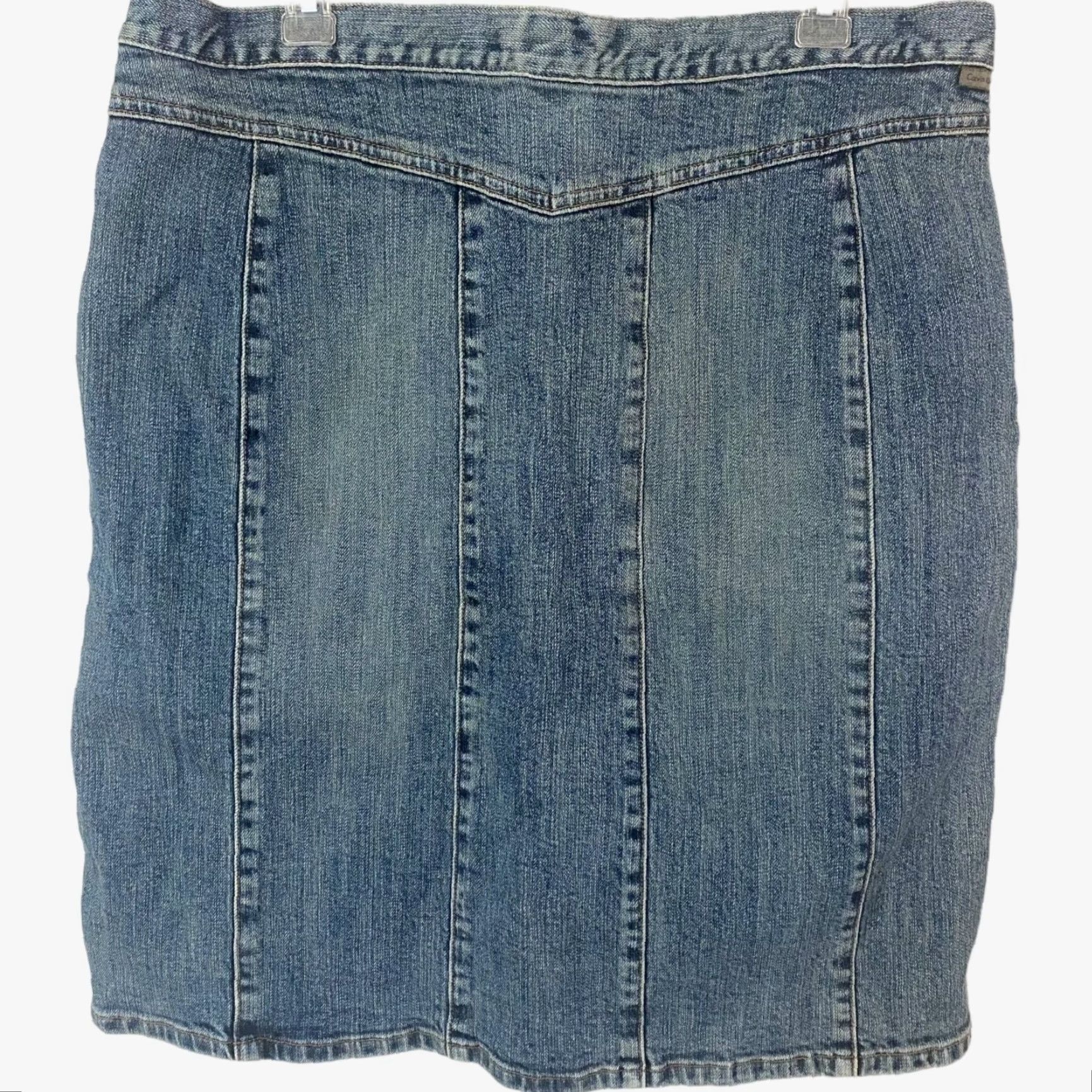 Calvin Klein VINTAGE Calvin Klein Denim Skirt Women Size 16 Short Blue Y2K 98% Cotton 2% Elastane Size 38" / US 16 / IT 52 - 4 Thumbnail