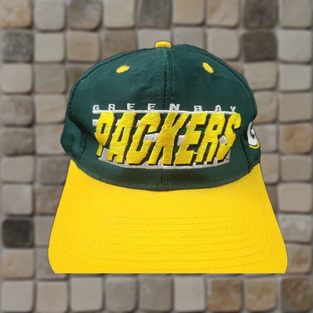 Logo Athletic VINTAGE Green Bay Packers NFL Football Snapback Hat Cap Logo Athletic Script Size ONE SIZE - 1 Thumbnail