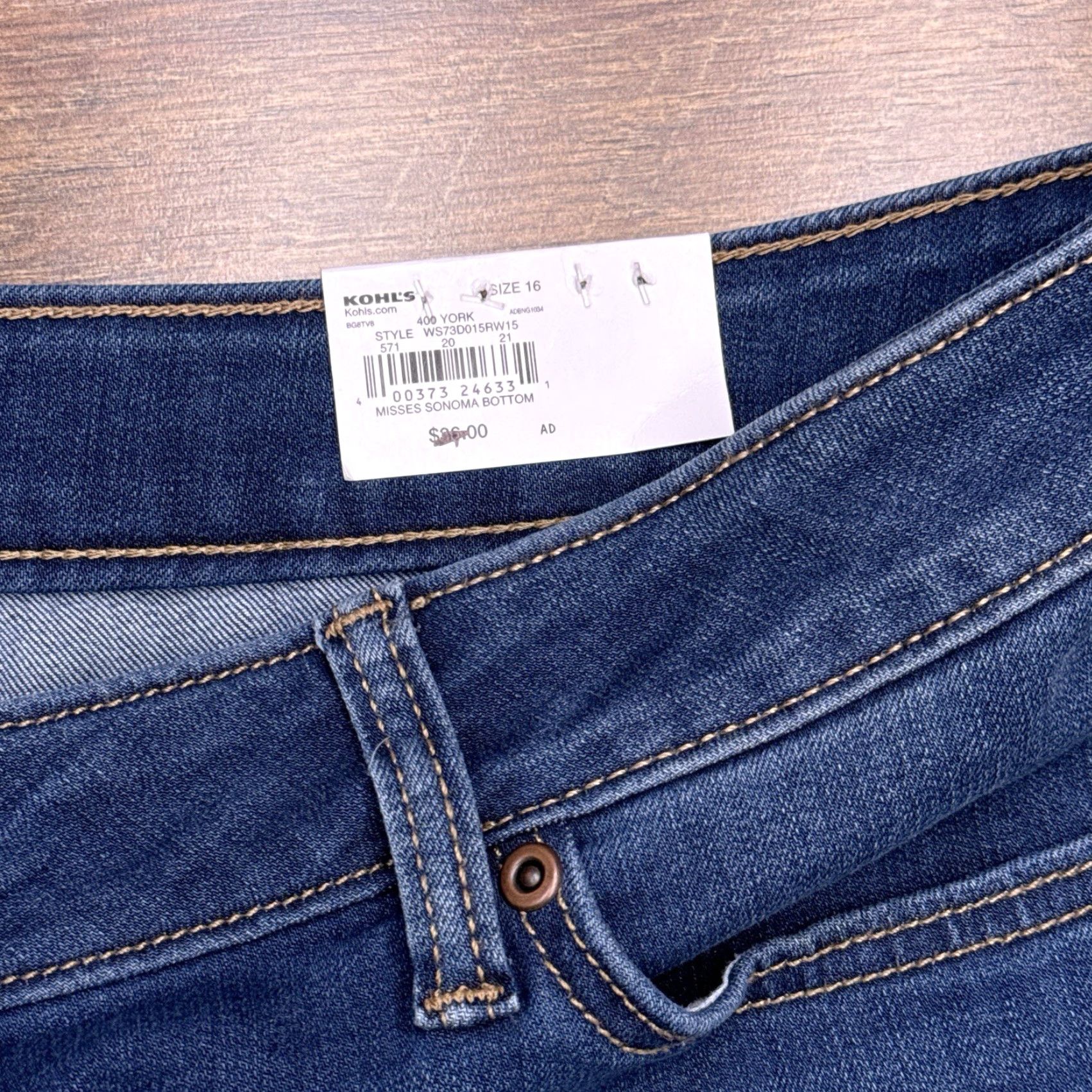 Vintage Sonoma Jeans Womens 16 Bootcut Mid Rise Stretch Denim 5-Pocket Blue Medium Inseam 30” Size 38" / US 16 / IT 52 - 5 Thumbnail