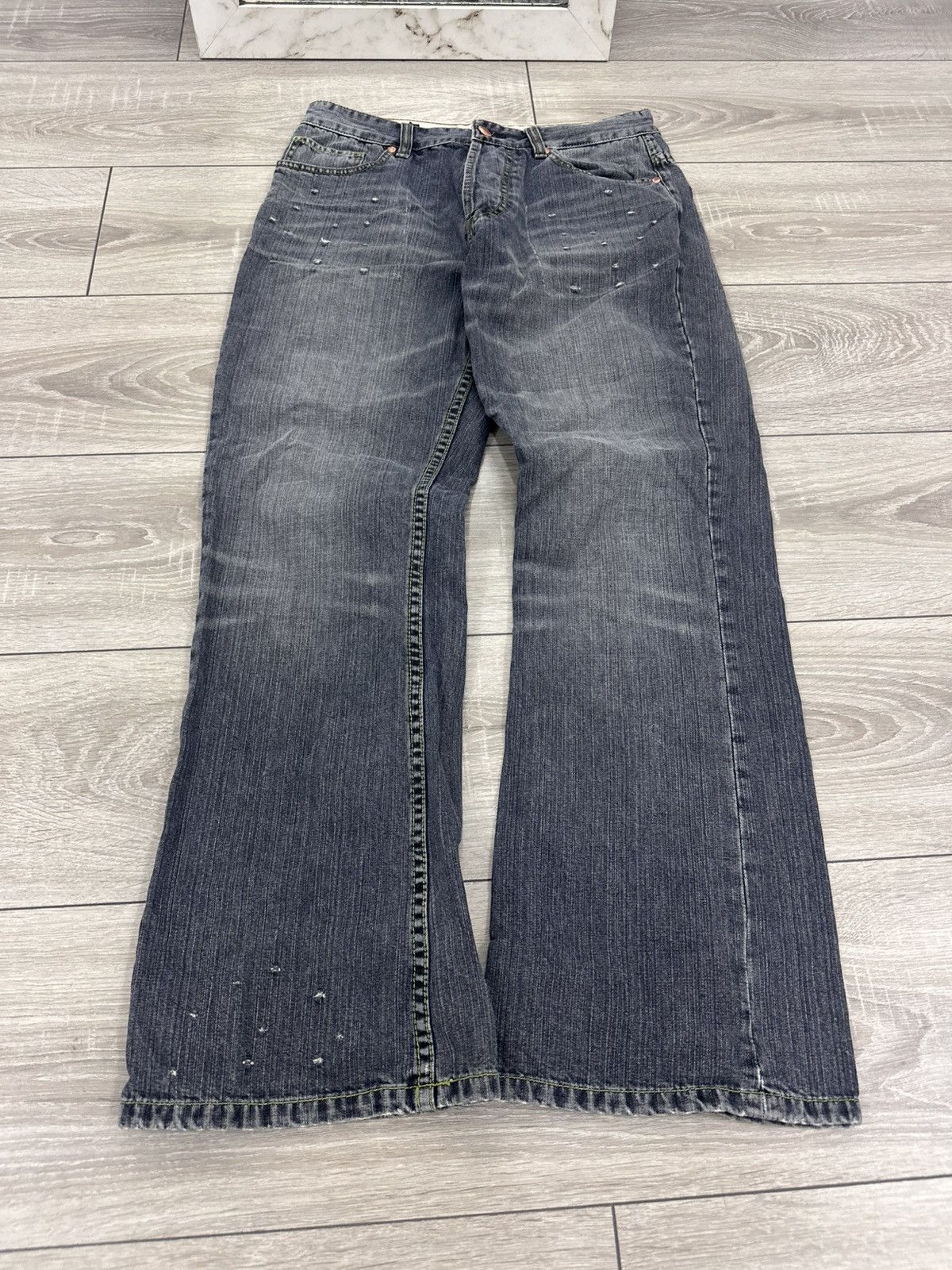 If Six Was Nine Midas Python Printed Mud Washed Distressed Bootcut