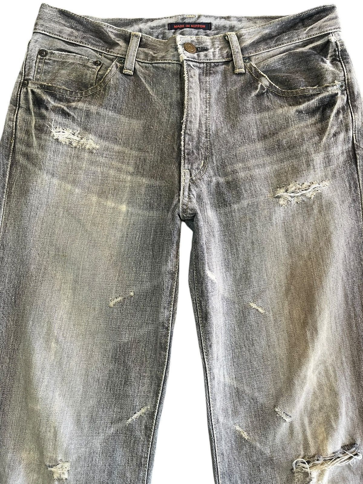 Japanese Brand × Le Grande Bleu (L.G.B.) Vintage Blue Way Flare Ripped Distressed Denim Size US 31 - 2 Thumbnail