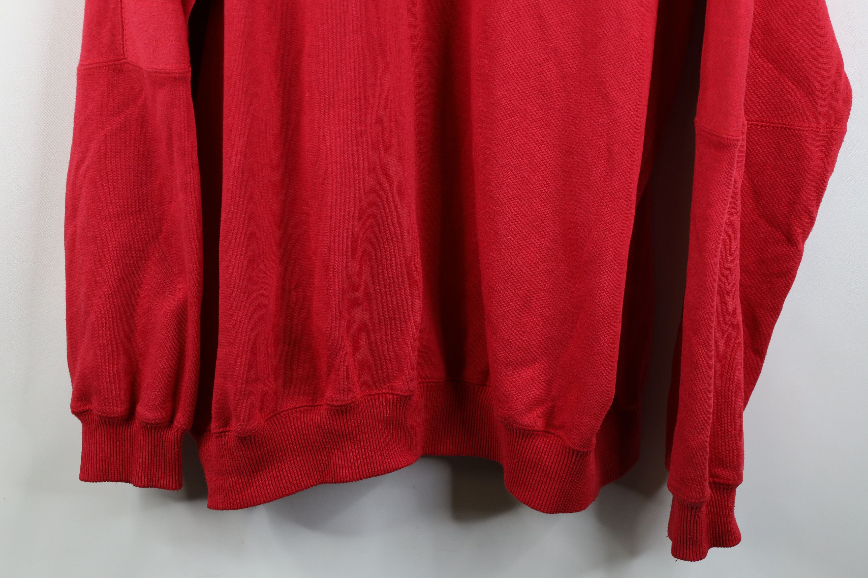 Vintage Vintage 90s Streetwear Faded Heavy Collared Sweatshirt Red Size US L / EU 52-54 / 3 - 3 Thumbnail