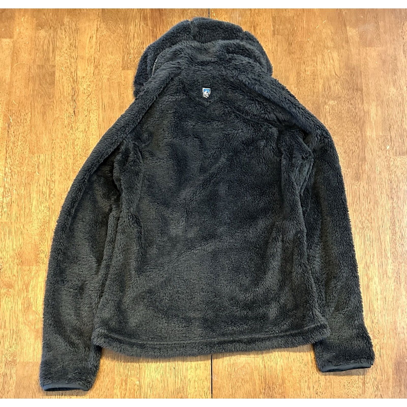 Vintage Kuhl Flight Jacket Hoodie Women M Sherpa Fleece Zip Up Distress Charcoal With Brown Trim Size M / US 6-8 / IT 42-44 - 3 Thumbnail