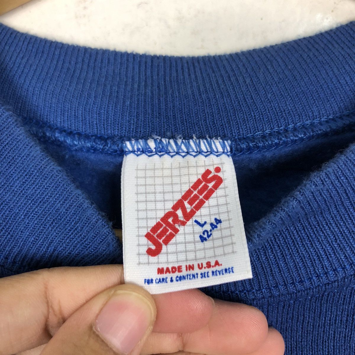 Japanese Brand × Jerzees × Vintage Vintage Portable Three Stand Sweatshirt Rare 90s Blue Size US S / EU 44-46 / 1 - 11 Thumbnail