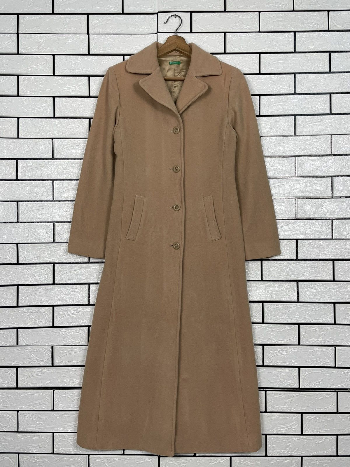 United Colors Of Benetton United Colors Of Benetton Brown Wool Long Coat Size S / US 4 / IT 40 - 1 Thumbnail