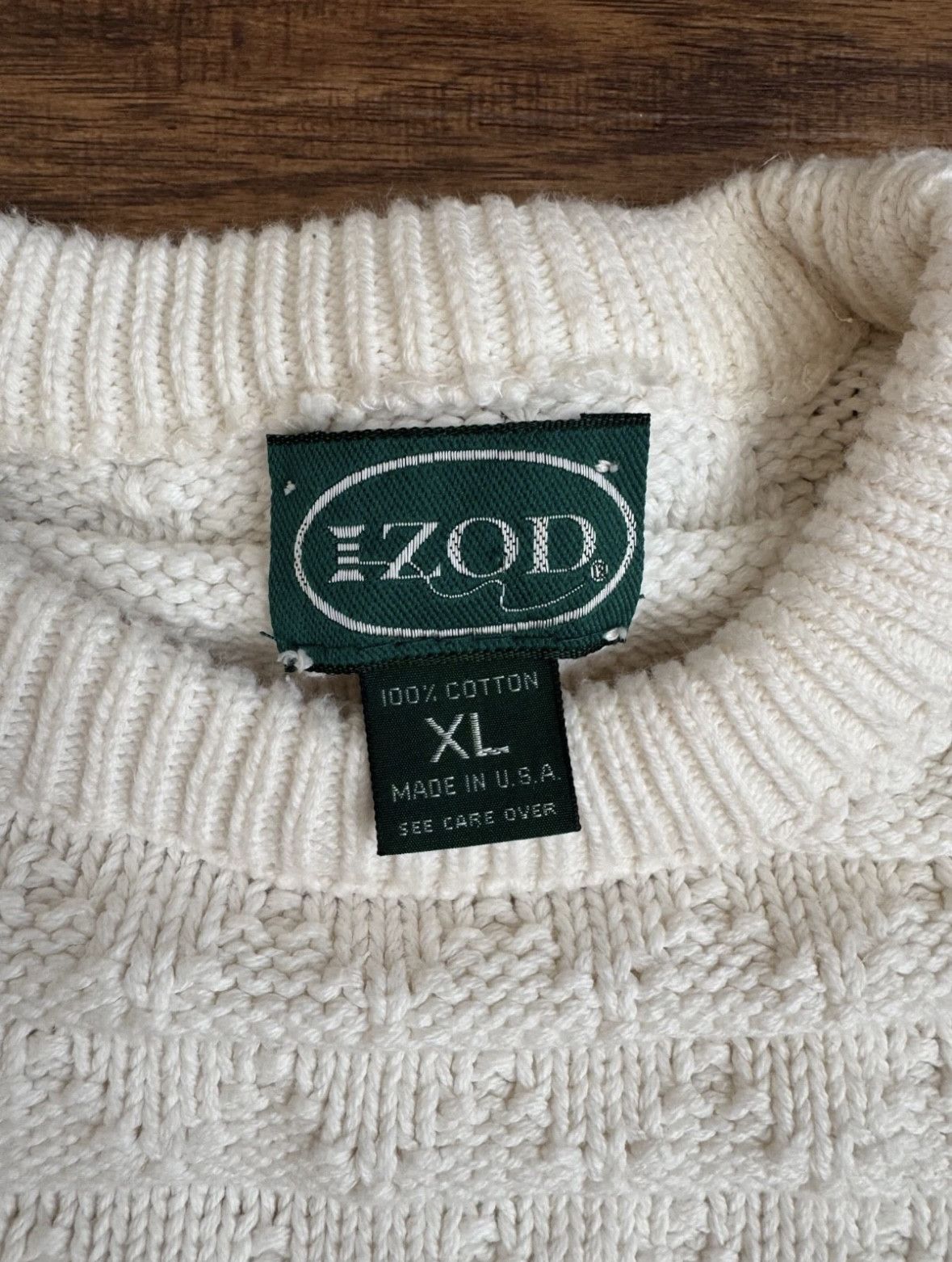 Izod Vintage Izod Crewneck Sweater Thick Knit Off White Fisherman Size XL / US 12-14 / IT 48-50 - 3 Thumbnail