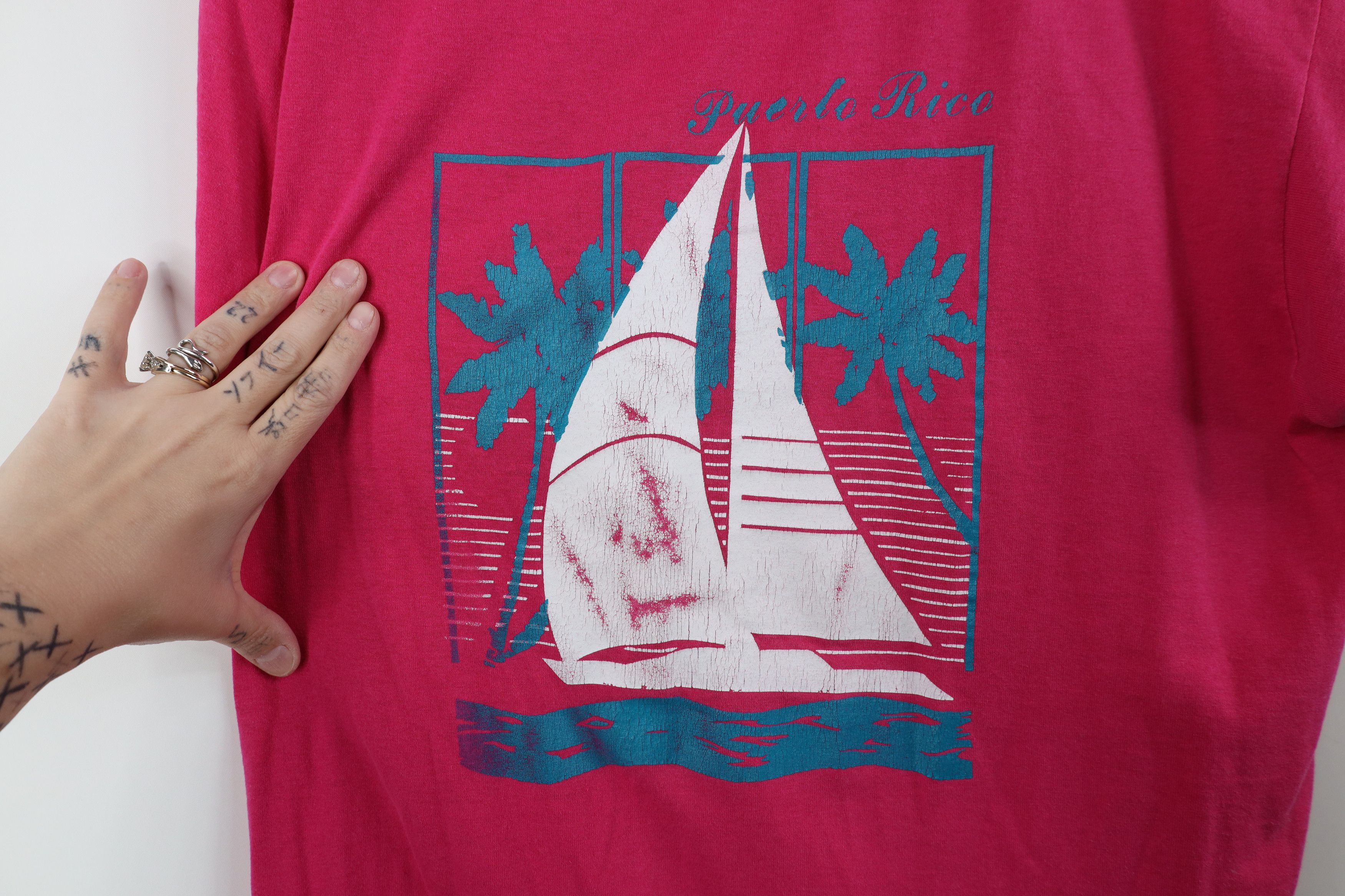 Vintage Vintage 80s 90s Streetwear Puerto Rico Sailboat T-Shirt USA Size L / US 10 / IT 46 - 4 Thumbnail