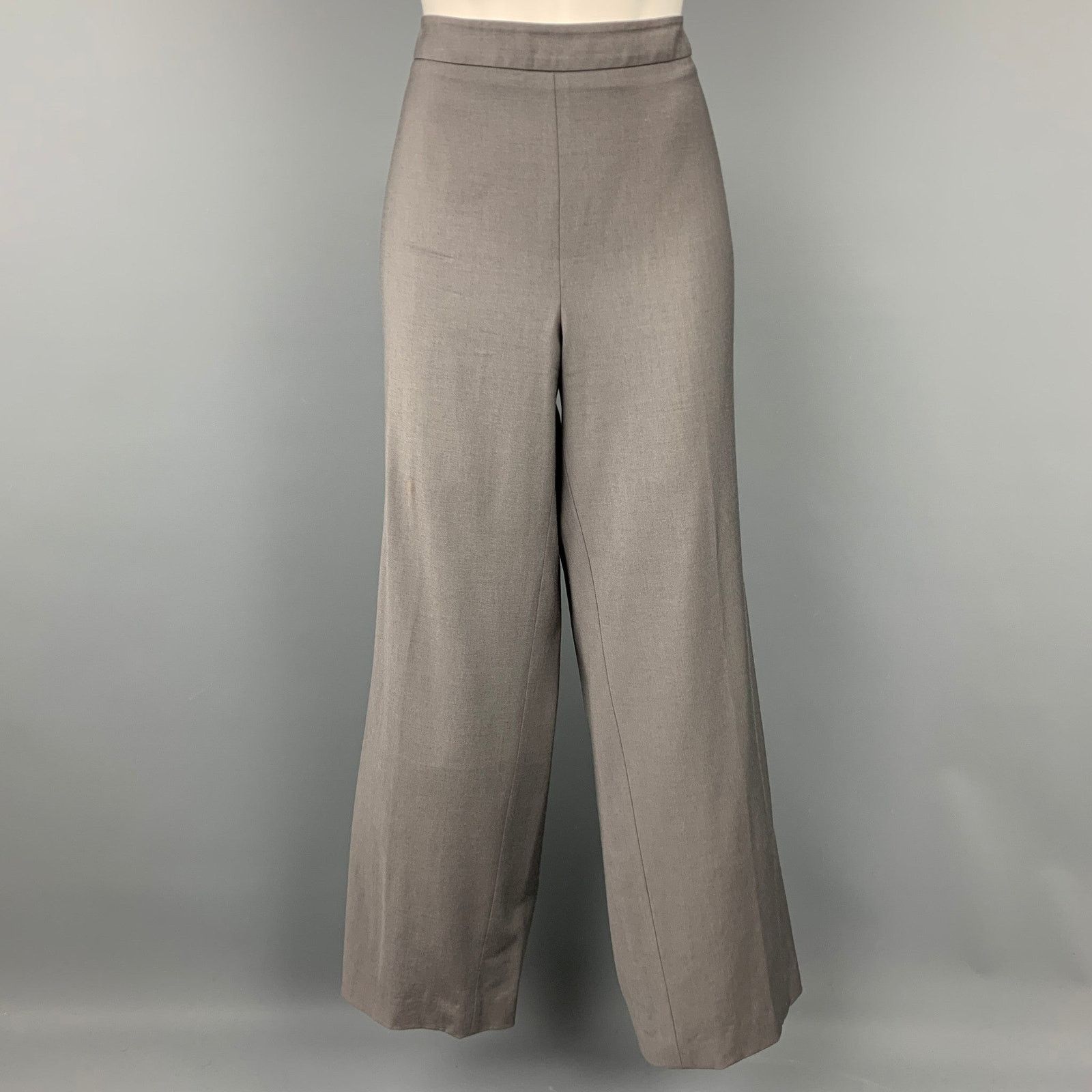 Armani Collezioni Size 14 Grey Wool Blend Wide Leg Dress Pants Size 36" / US 14 / IT 50 - 1 Thumbnail