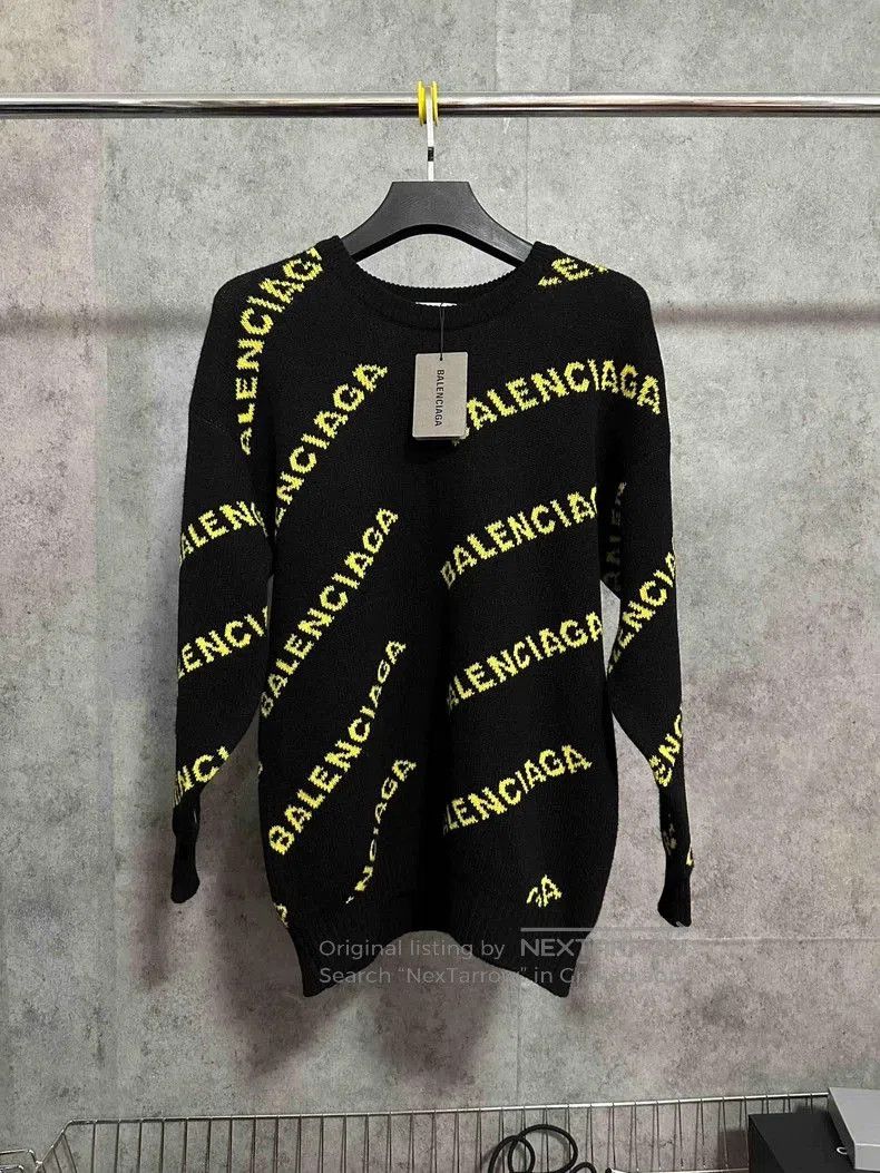 Balenciaga Balenciaga Logo Knit Sweater Black Yellow. Size US XS / EU 42 / 0 - 1 Thumbnail