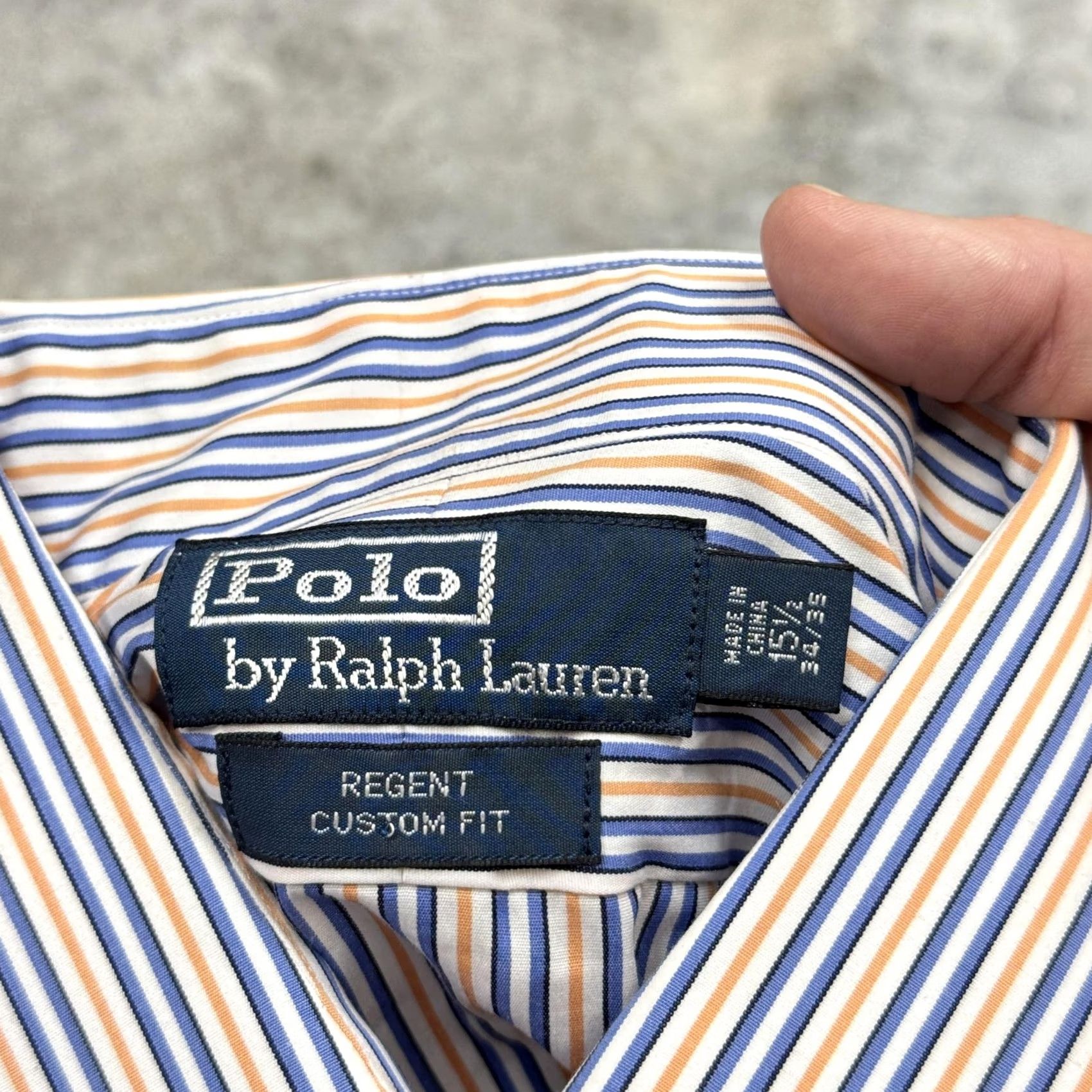 Polo Ralph Lauren Polo Ralph Lauren Shirt Mens 15.5 35 White Blue Orange Stripe Regent Custom Fit Shirt Size US L / EU 52-54 / 3 - 4 Thumbnail