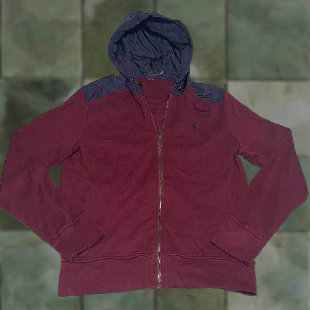 Polo Ralph Lauren Polo Ralph Lauren Men's Burgundy Estate Rib Hybrid Full Zip Hoodie SZ M Size US M / EU 48-50 / 2 - 1 Thumbnail