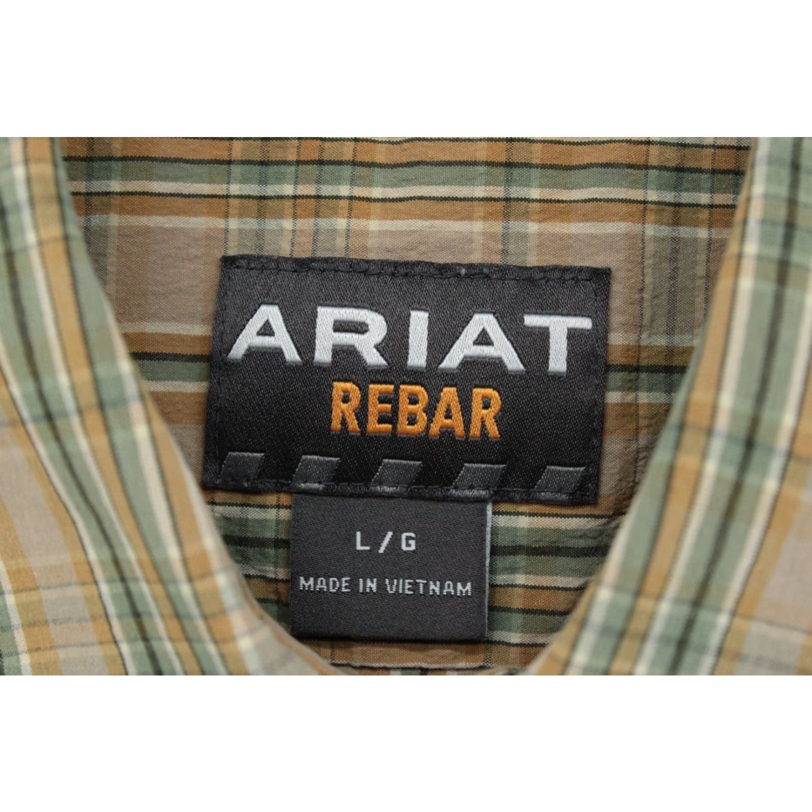 Ariat Ariat Rebar Western Shirt Men's L Brown Green Check Button Short Sleeve Cowboy Shirt Size US L / EU 52-54 / 3 - 5 Thumbnail