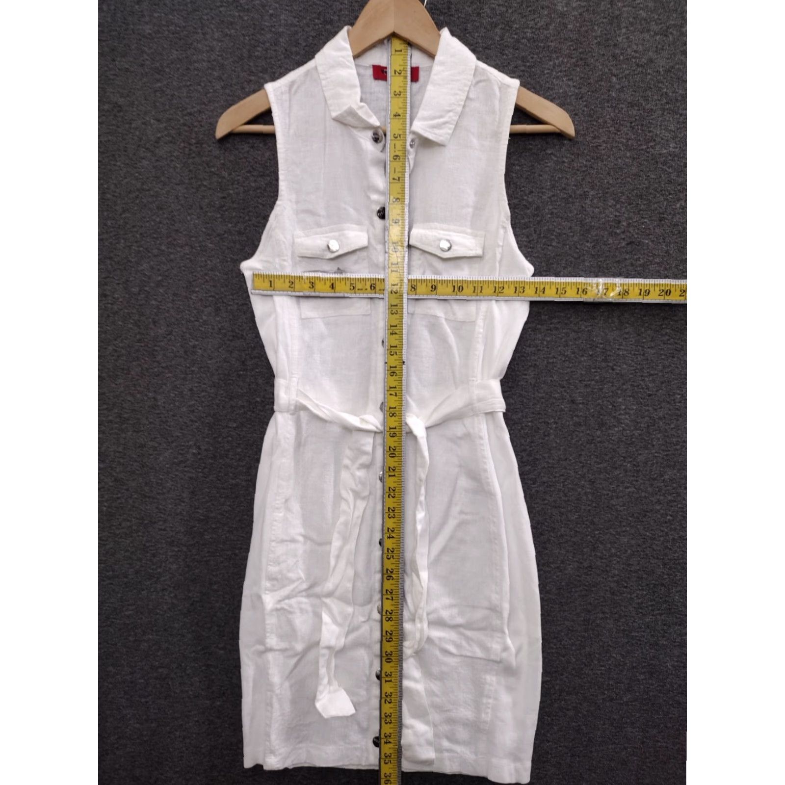 Guess Guess White Linen Belt Shirt Dress Fitted Collared Button Down Size S Womens Size S / US 4 / IT 40 - 4 Thumbnail