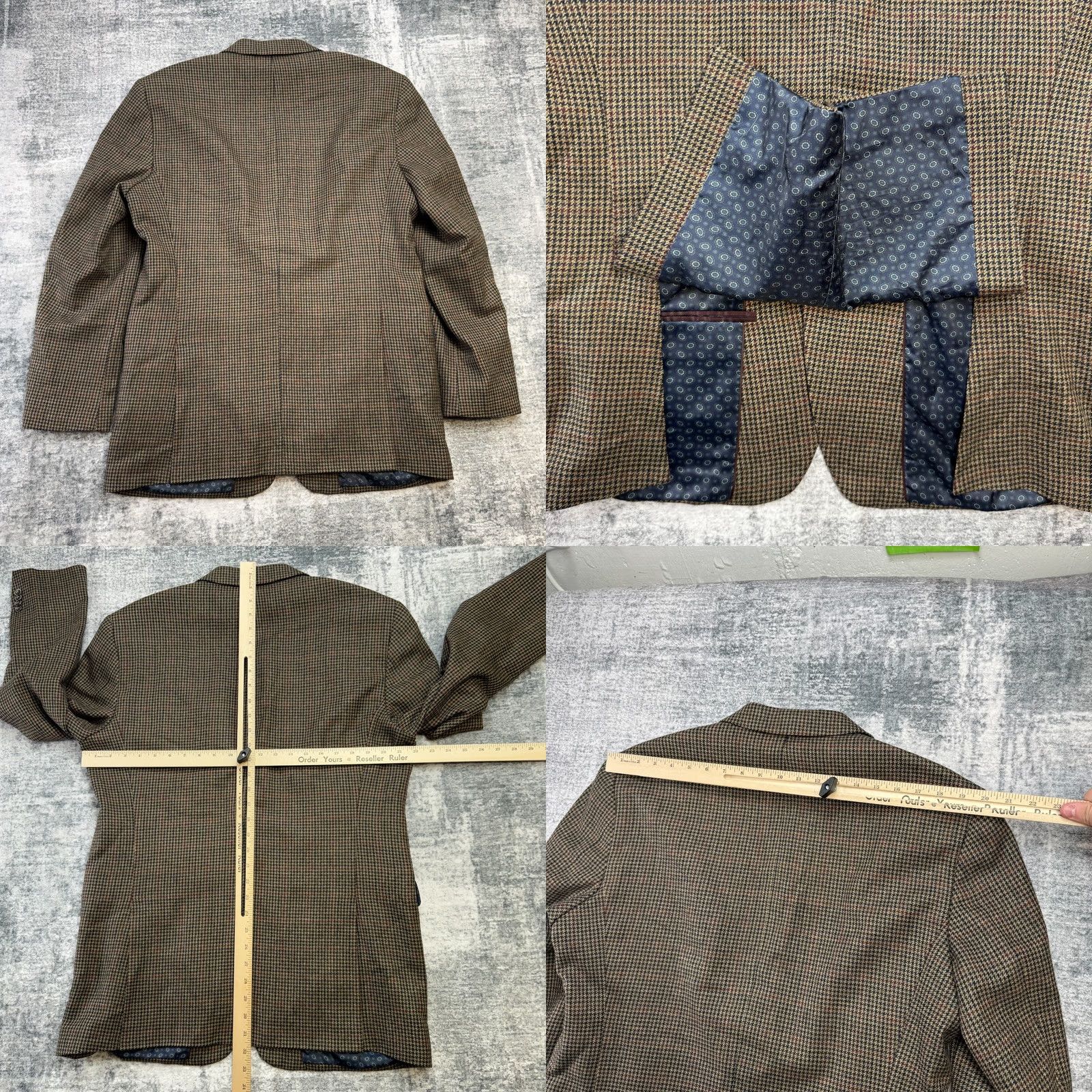 Jos. A. Bank Jos. A. Bank Blazer Jacket Mens 42L Brown Houndstooth Wool Blazer Notch Lapel Single-Breasted 3-Button Jeans/Coat? Size 42R - 8 Thumbnail