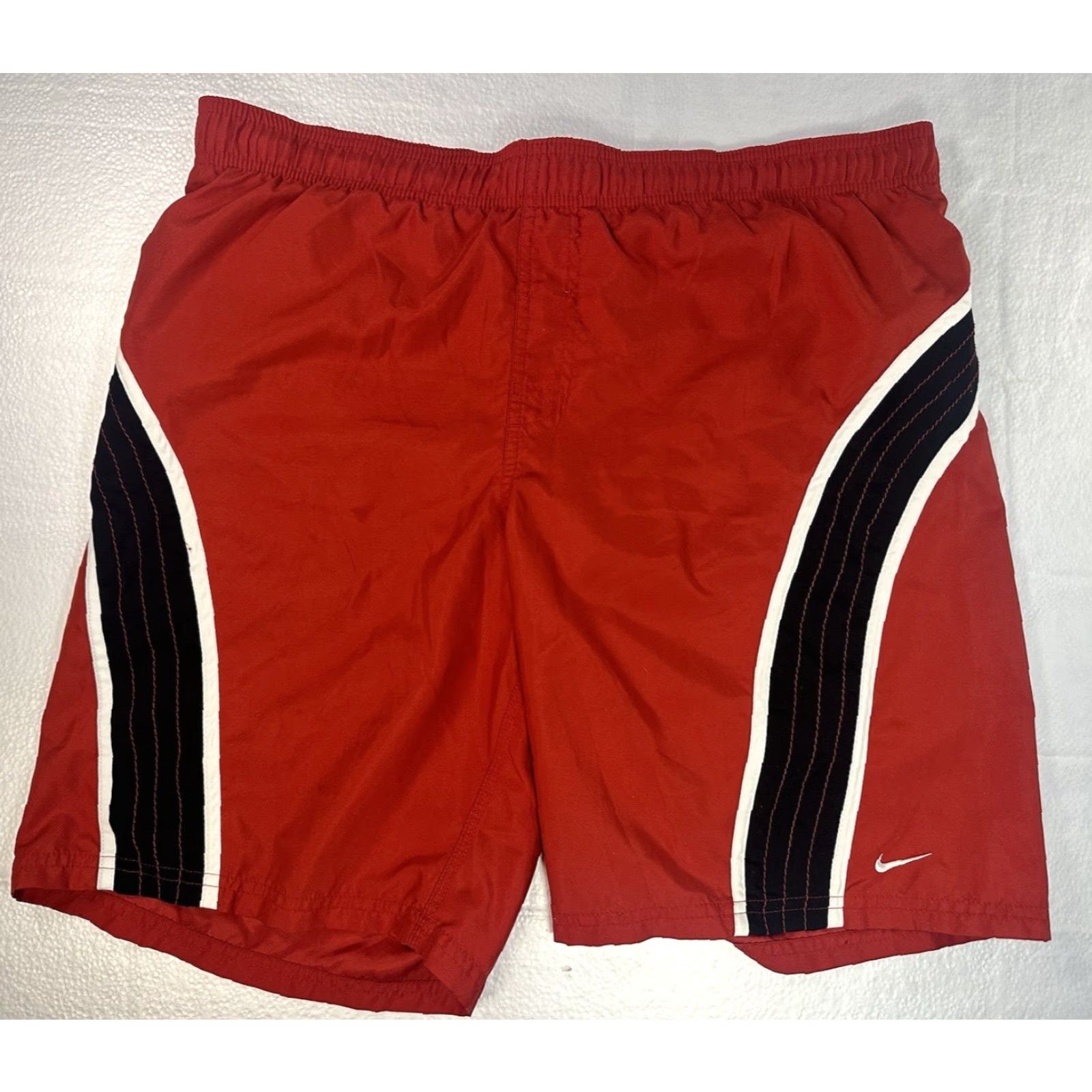 Nike Nike Red Black Men's Swim Trunks Size L Pockets - Vintage Nike Swim Shorts Size US 33 - 2 Thumbnail