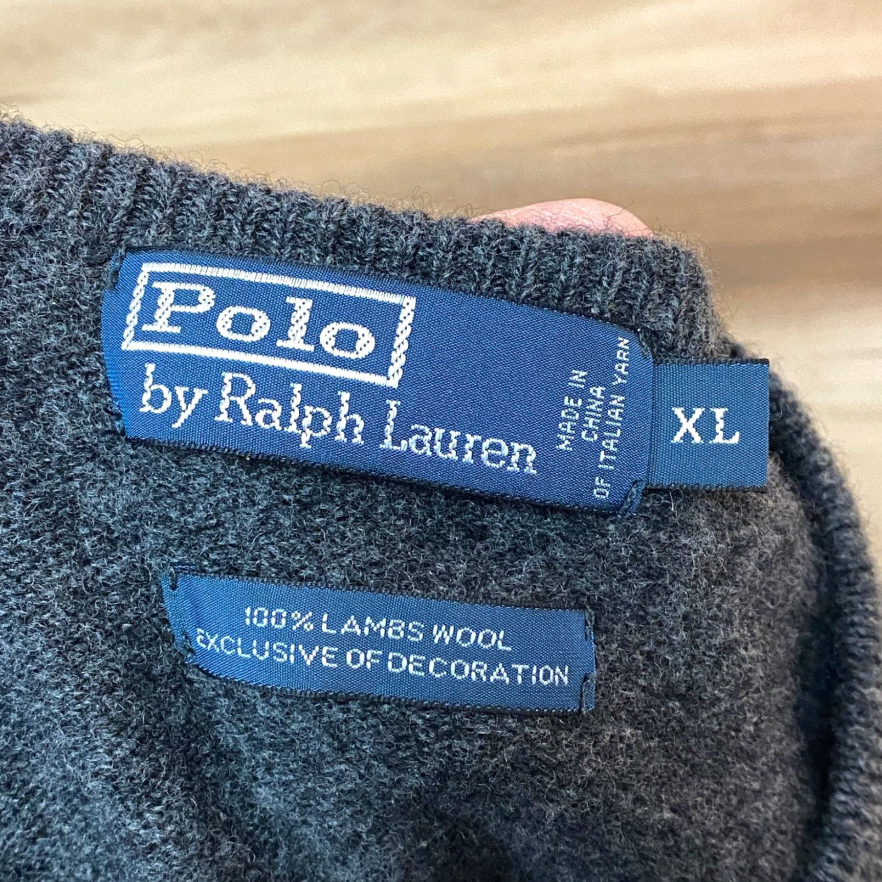 Polo Ralph Lauren Polo Ralph Lauren Mens XL Charcoal Grey 100% Lambswool V-Neck Sweater Red Pony Pullover Knit Long Sleeve Wool Wintry Ivy League Casual Business Mens Size US XL / EU 56 / 4 - 2 Thumbnail