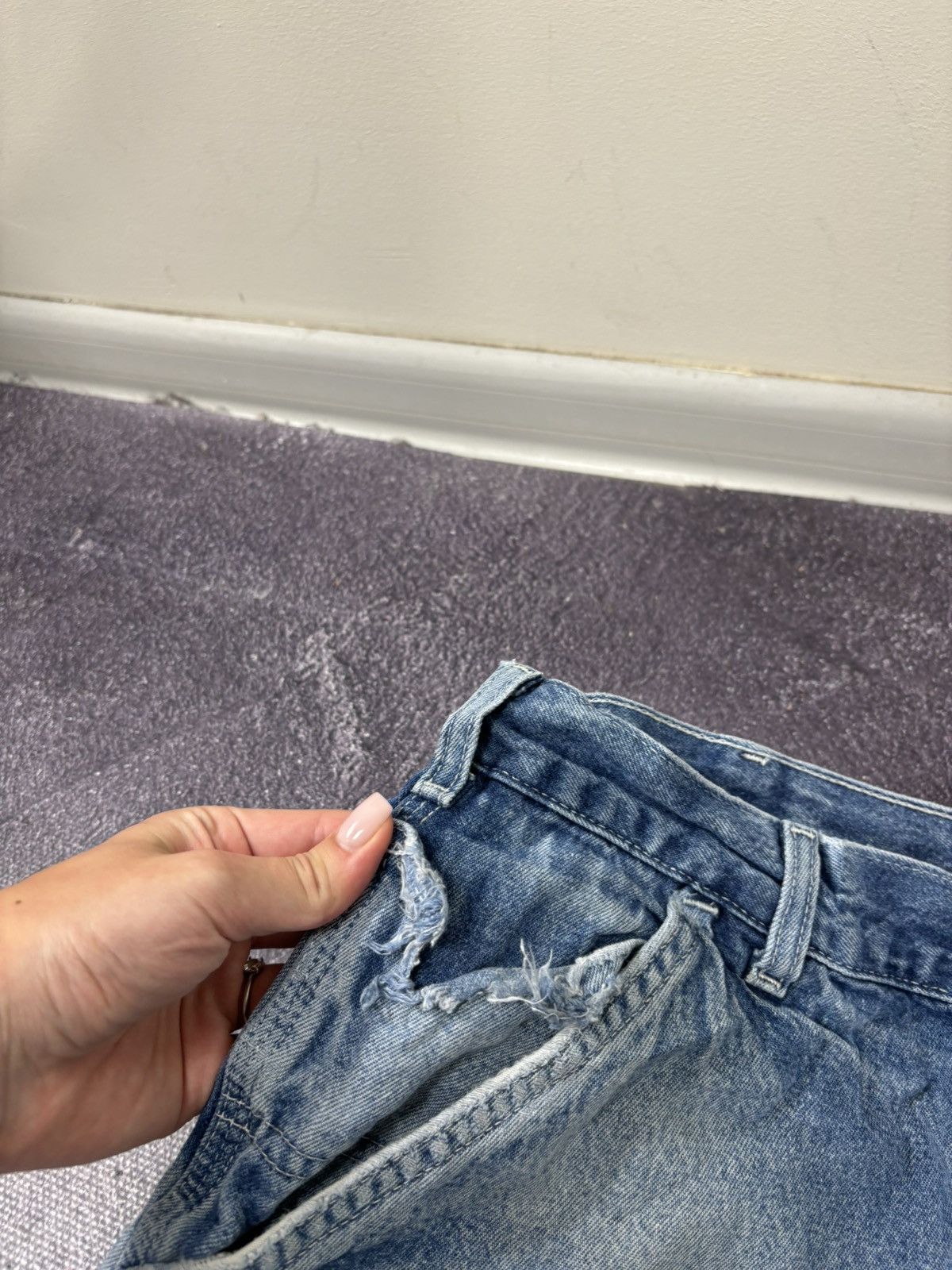 Carhartt Vintage Carhartt Dungaree Fit Faded Blue Denim Baggy Jeans Size US 35 - 15 Thumbnail