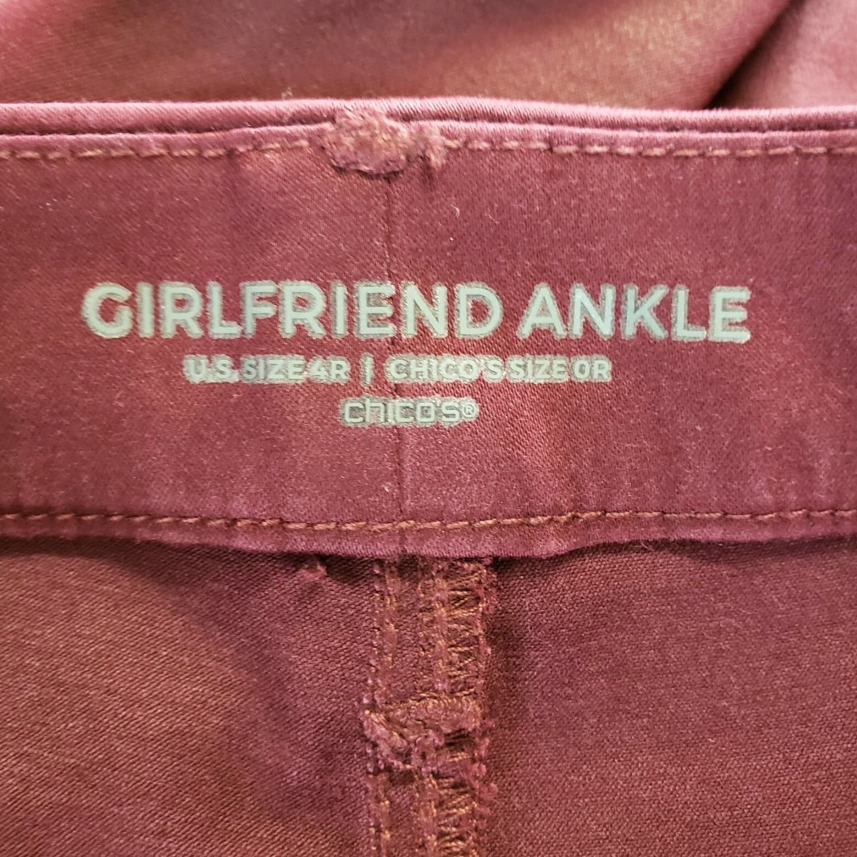 Vintage Chico's Womens Girlfriend Ankle Pants Sz 4 Red Mid Rise Skinny Inseam 27 Zip Rodent? Size 27" / US 4 / IT 40 - 8 Thumbnail