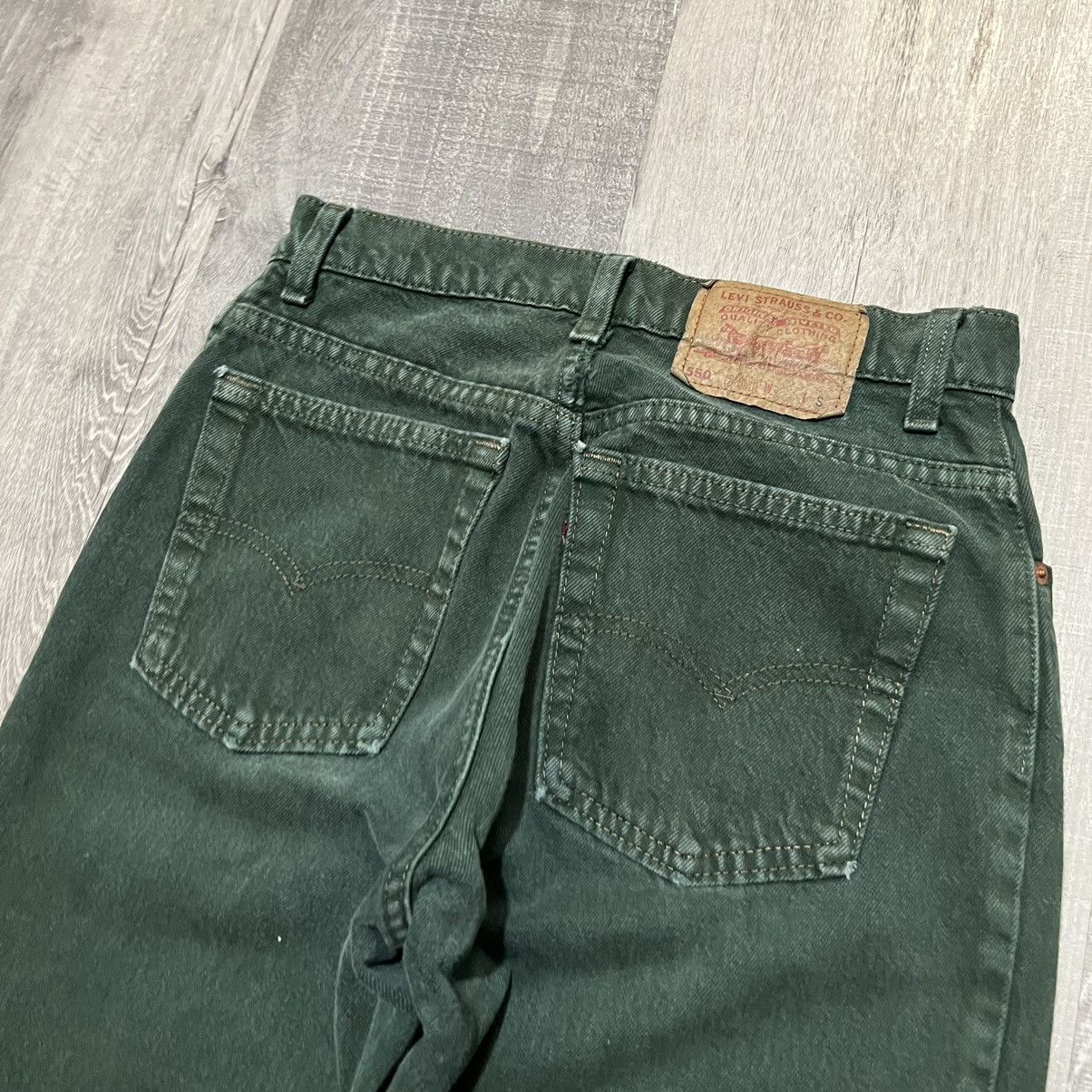 Levi's × Vintage VTG Levis 550 Dark Forest Green Relaxed Fit USA Denim Jeans Size US 29 - 5 Thumbnail