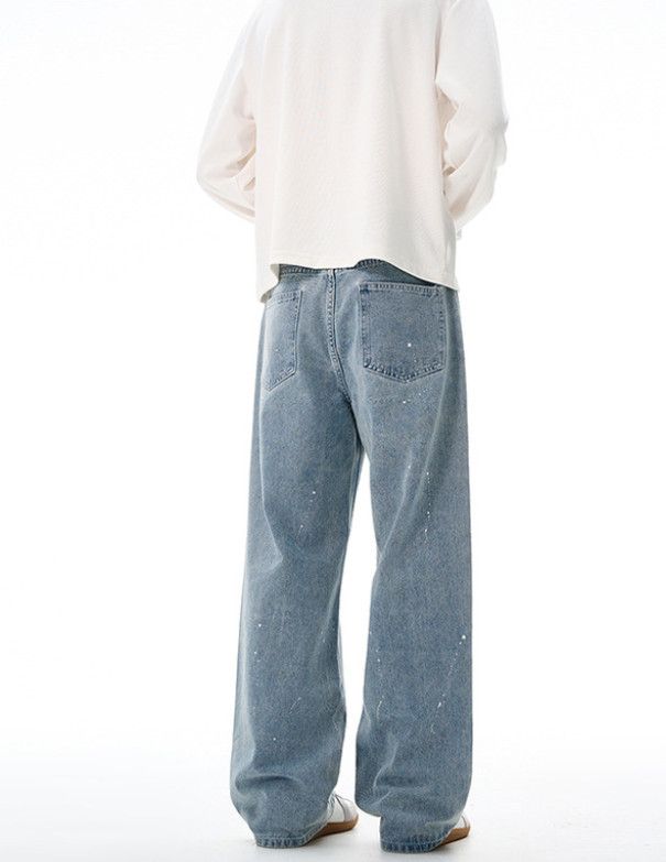 Japanese Brand Ink-splatter high street baggy wide-leg jeans for men Size US 32 / EU 48 - 4 Thumbnail