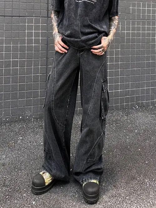 Designer washed faded cleanfit yuppie bootcut grunge cargo pants Size US 32 / EU 48 - 4 Thumbnail