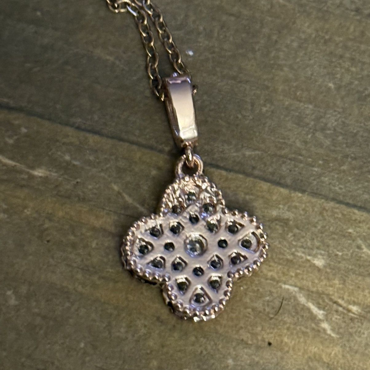 Other Gold stainless steel pave crystal clover pendant necklace Size ONE SIZE - 5 Thumbnail