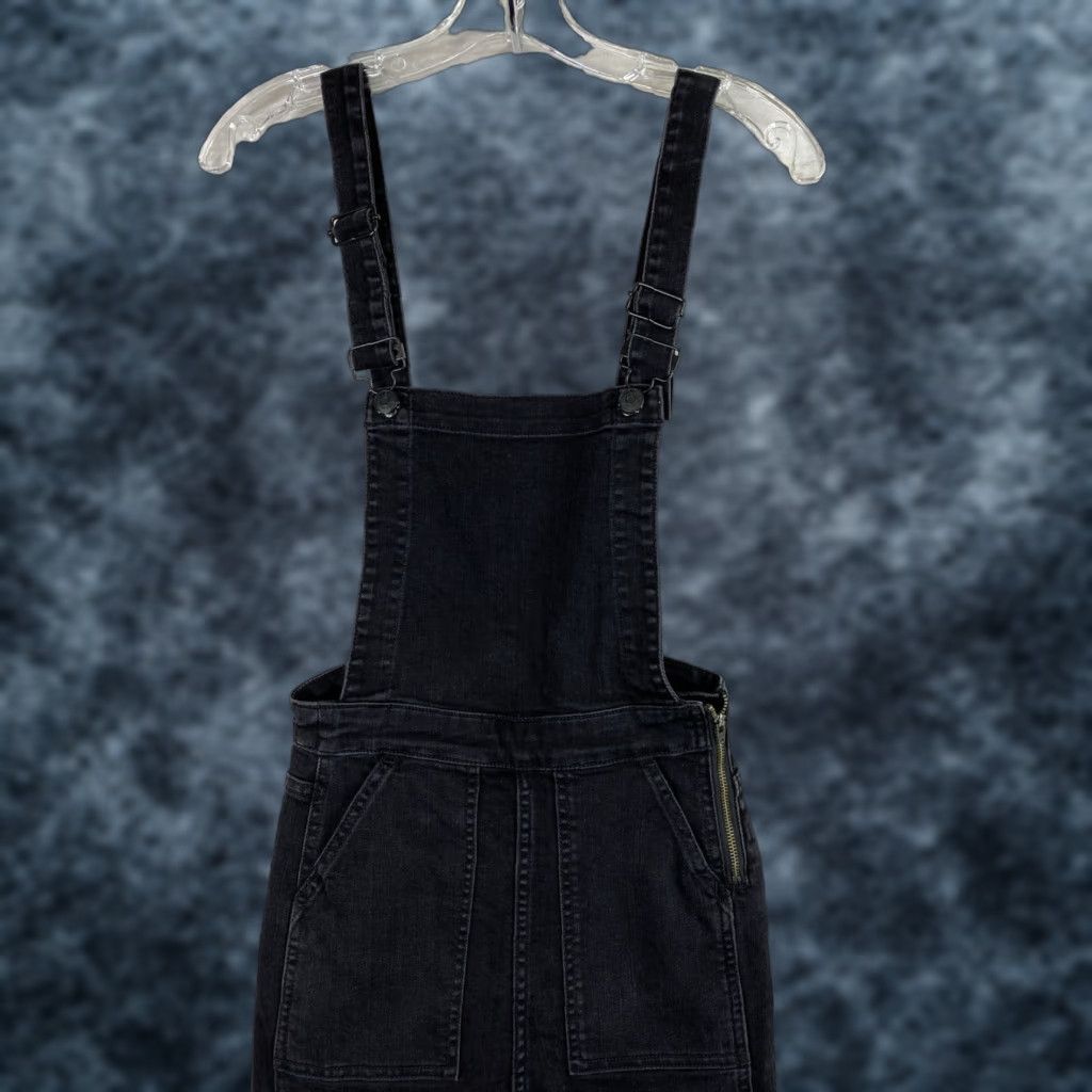 Madewell Madewell Overall Black XXS Denim Romper Jumpsuit Bodysuit Skinny Leg Side Zip Boho Stretch Pockets Casual Women’s Size 24" / US 00 / IT 34 - 1 Thumbnail