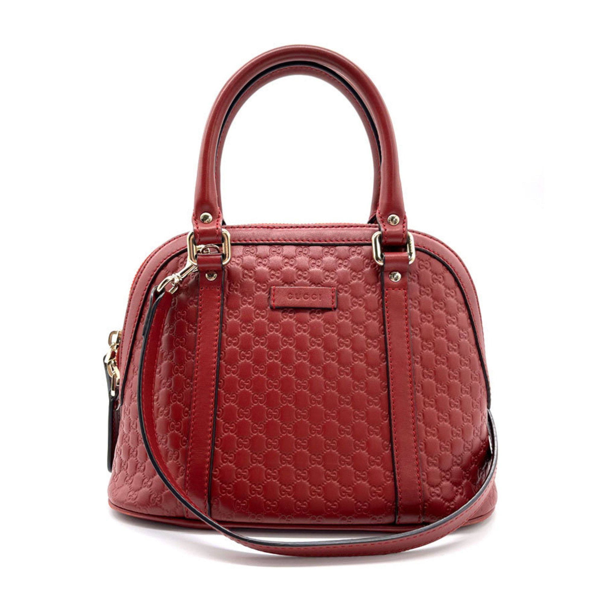 image of Gucci Handbag Crossbody Shoulder Bag Micro Shima Leather Red Ladies 449654 in Red Color, Women's