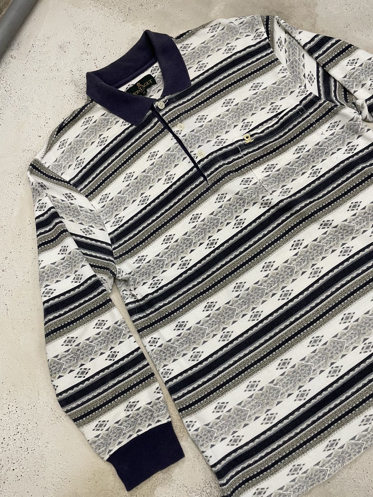 Montagut × Vintage Vintage Montagut Paris Long Sleeve Polos Abstract Art Size US M / EU 48-50 / 2 - 3 Thumbnail