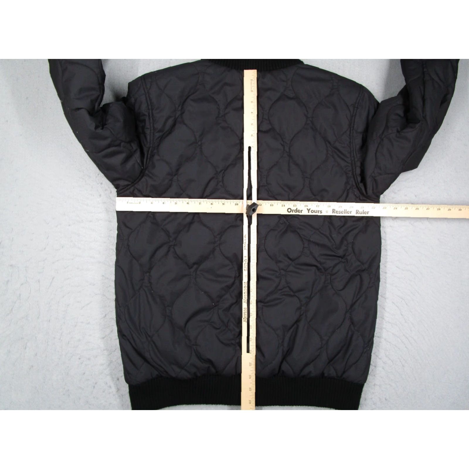 Logo 7 Analog Jacket Mens Large Black Quilted Bomber Full Zip Ribbed Hem Cuffs Logo Size US L / EU 52-54 / 3 - 6 Thumbnail