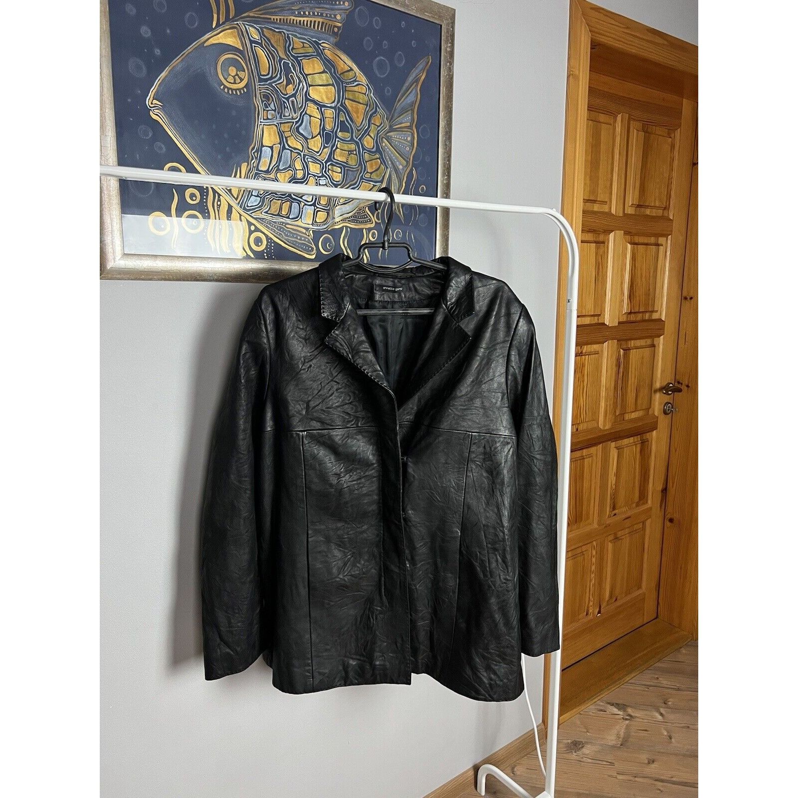Annette Gortz MINT! Anette Gortz Goertz Women`s Black Long Leather Jacket Size M / US 6-8 / IT 42-44 - 2 Thumbnail
