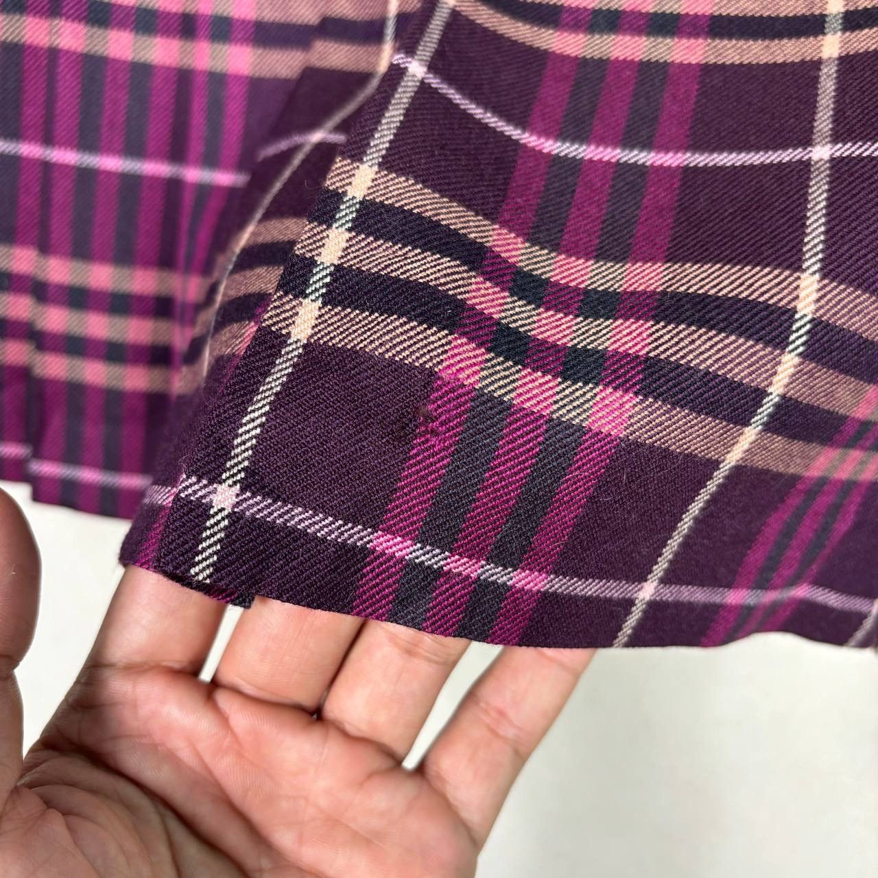 Burberry Burberry Blue Label Purple Plaid Wool Mini Kilt Skirt S 36 Size 29" - 6 Thumbnail