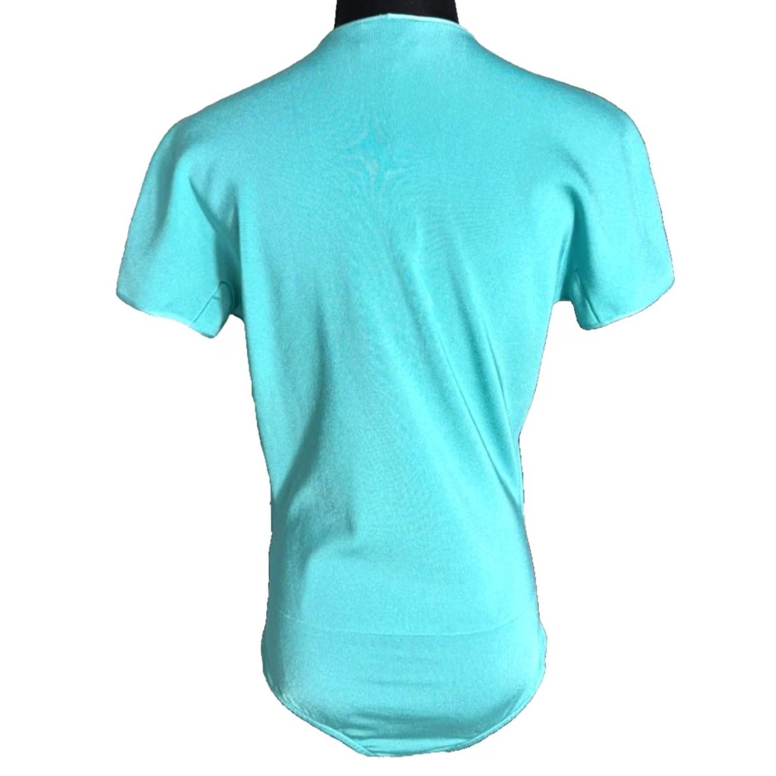 Giorgio Armani Giorgio Armani BODYSUIT Blue 44 V-Neck Short Sleeve – Bnwt Women’s Regular Fit, Dry Clean Only, Casual, Italy, Tank Top Bodysuit Size M / US 6-8 / IT 42-44 - 3 Thumbnail