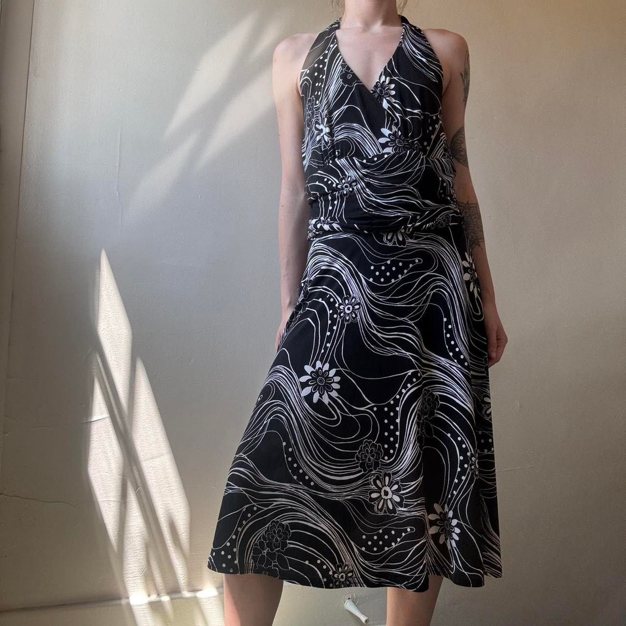 Vintage Vintage Y2K Ronni Nicole Black White Halter Dress 6 90s y2k Size M / US 6-8 / IT 42-44 - 4 Thumbnail