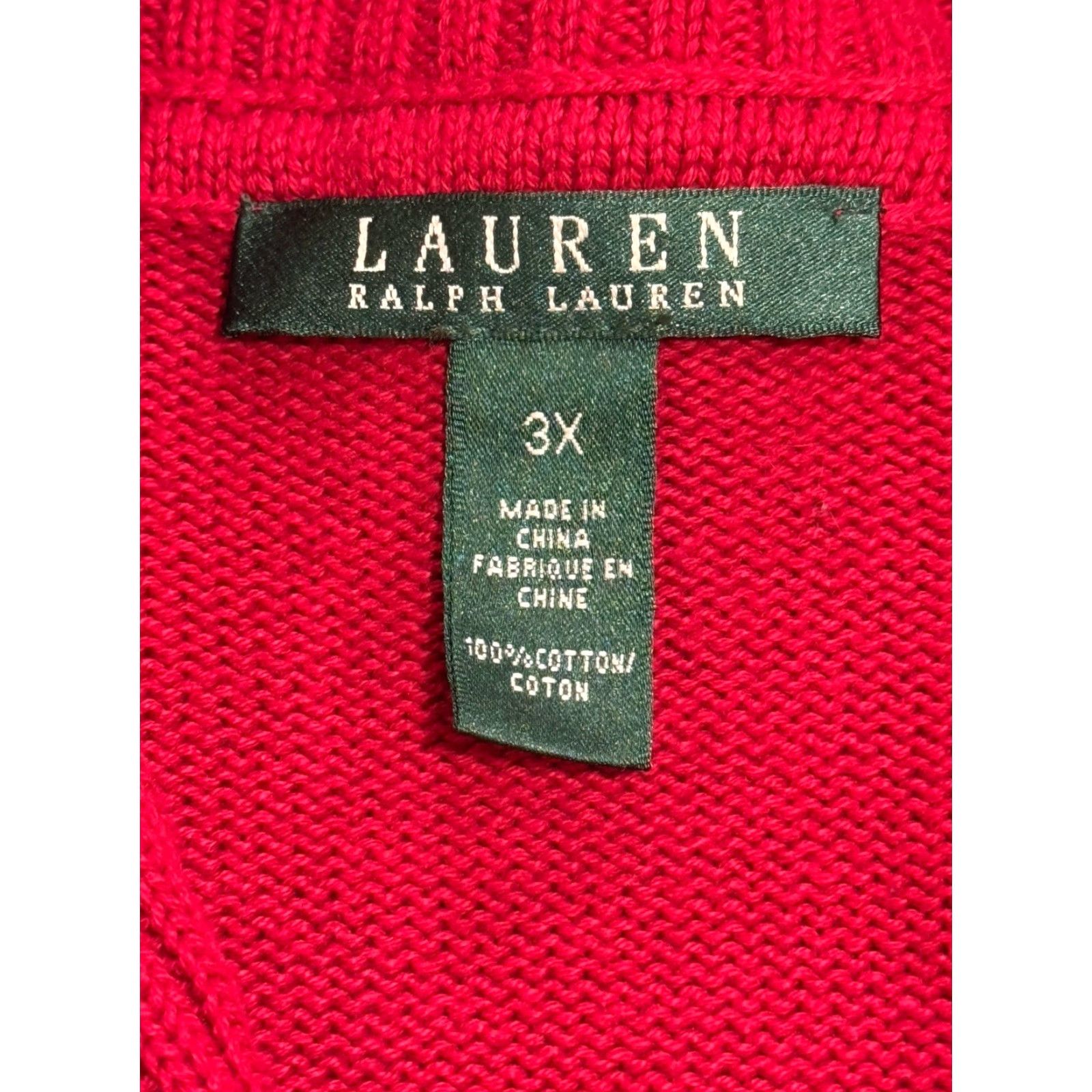 Ralph Lauren VINTAGE Ralph Lauren Cardigan Women 3XL Red 100% Cotton Knit Long Sleeve High Neck Gold Buttons Size XXL / US 16-18 / IT 52-54 - 5 Thumbnail