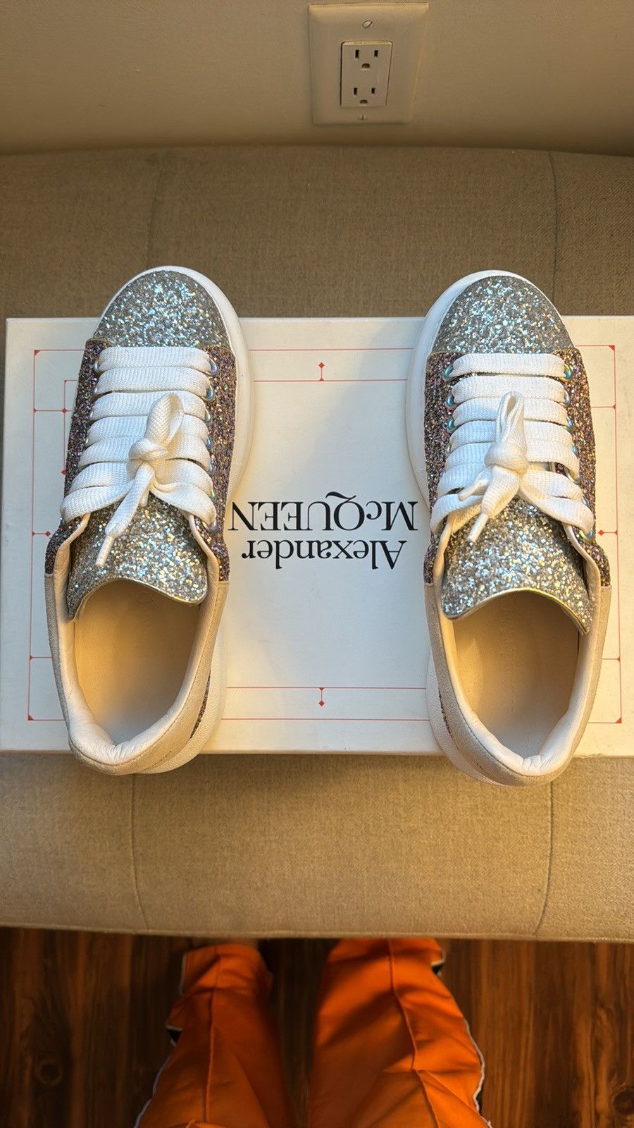 Alexander McQueen Alexander McQueen Oversized Silver Galaxy Glitter Size US 7.5 / IT 37.5 - 1 Thumbnail