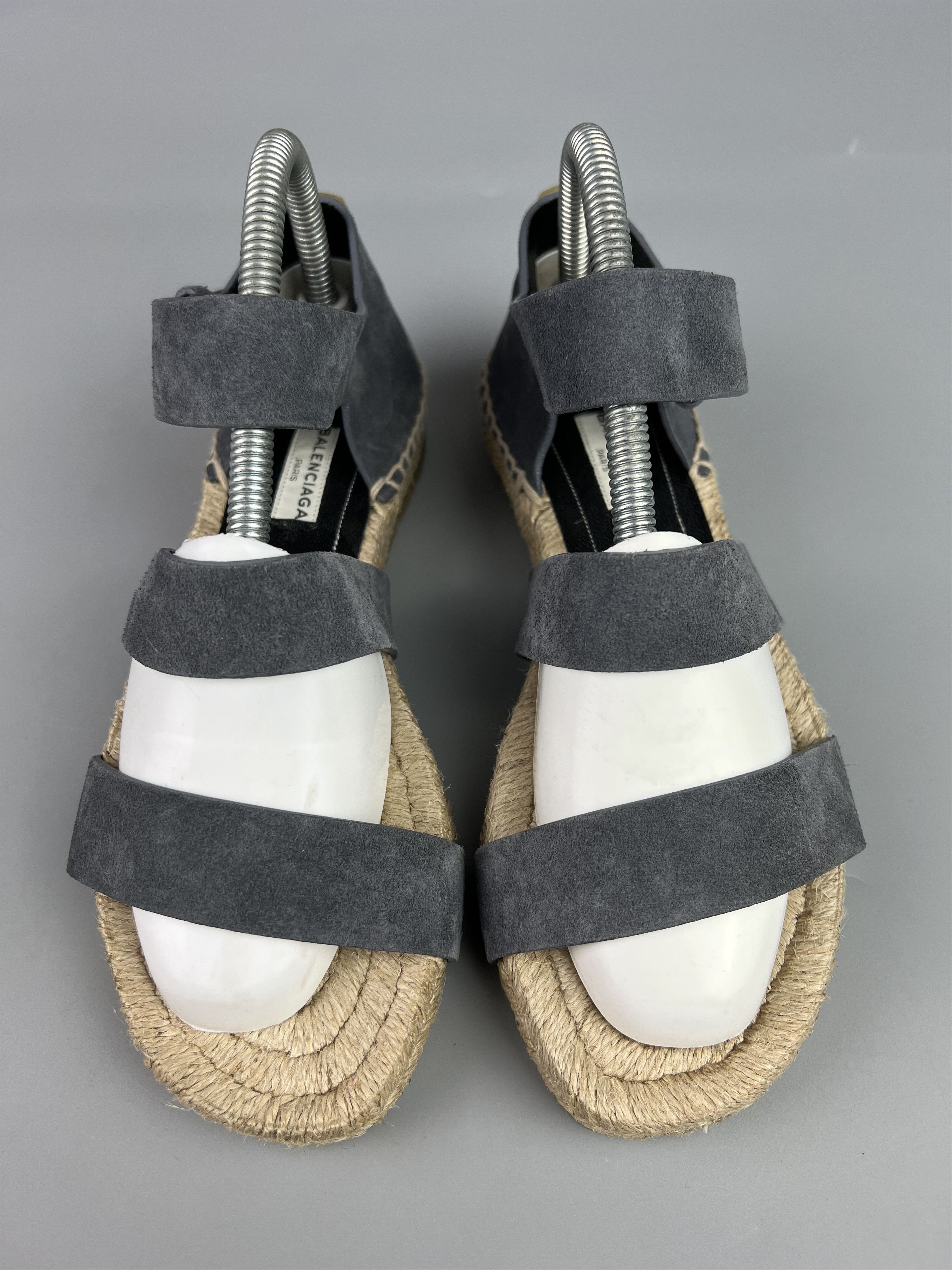Balenciaga Gray Suede Leather Sandals Size 37