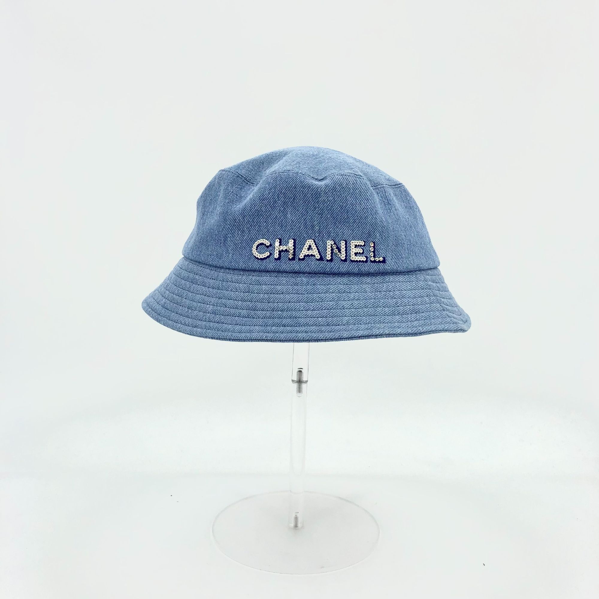 Chanel Chanel Blue Cotton Fishermans Bucket Hat W/ Sequin Logo Made Size ONE SIZE - 8 Thumbnail