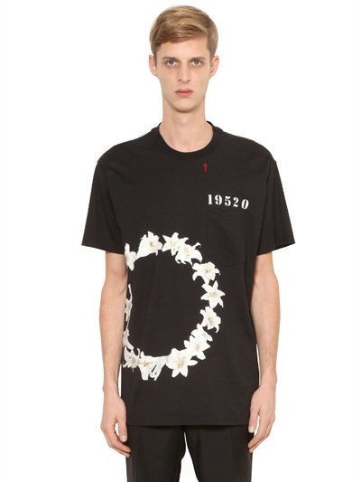 Givenchy Black Ring of Lillies Embroidered Cross Oversized T-Shirt Size US XS / EU 42 / 0 - 2 Thumbnail
