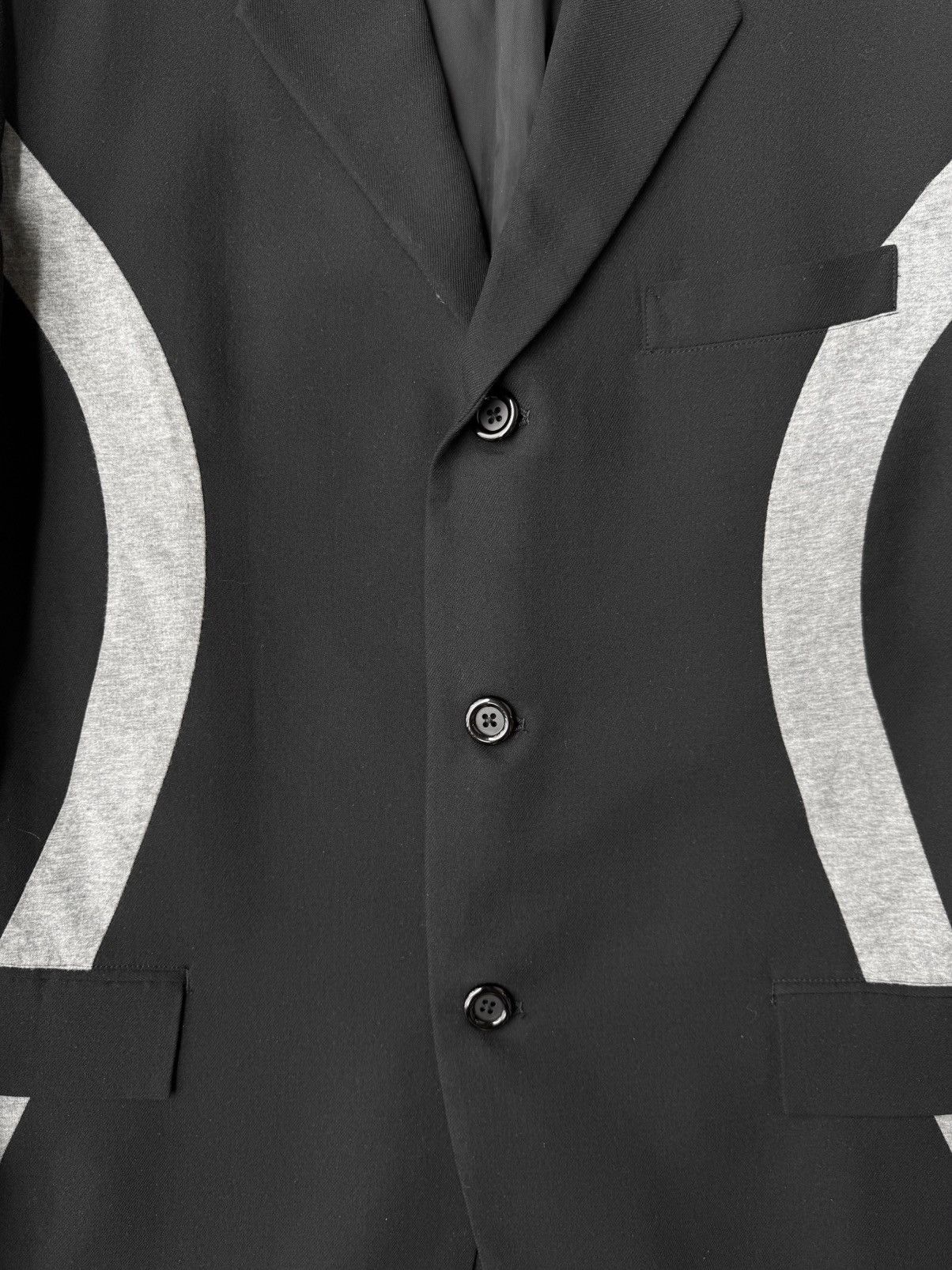 Yohji Yamamoto Yohji Yamamoto Pour Homme SS07 Jersey Appliqué Stripe Blazer Size 50L - 2 Thumbnail