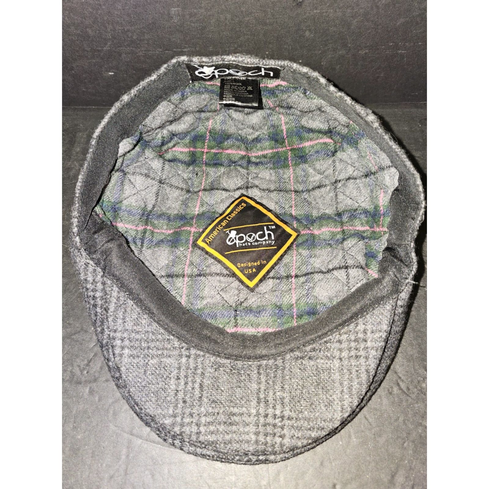 Vintage VINTAGE Epoch Hats Co. Gray Plaid 100% Wool 8 Panels Newsboy Flat Cap Hat Mens Sz Large Wool Tweed Lined Classic City 90s? Size ONE SIZE - 2 Thumbnail