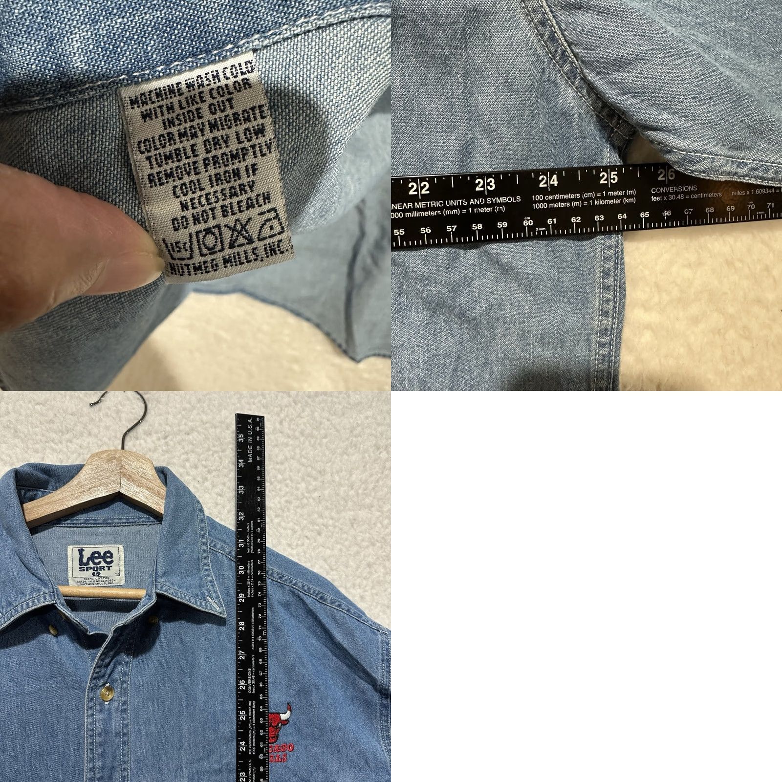 Lee VINTAGE Lee Sport Denim Button-Down Shirt Chicago Bulls Long Sleeve Sz L Men Blue Cotton 90s Sports Embroidered Pocket Regular Shirt Size US L / EU 52-54 / 3 - 9 Thumbnail