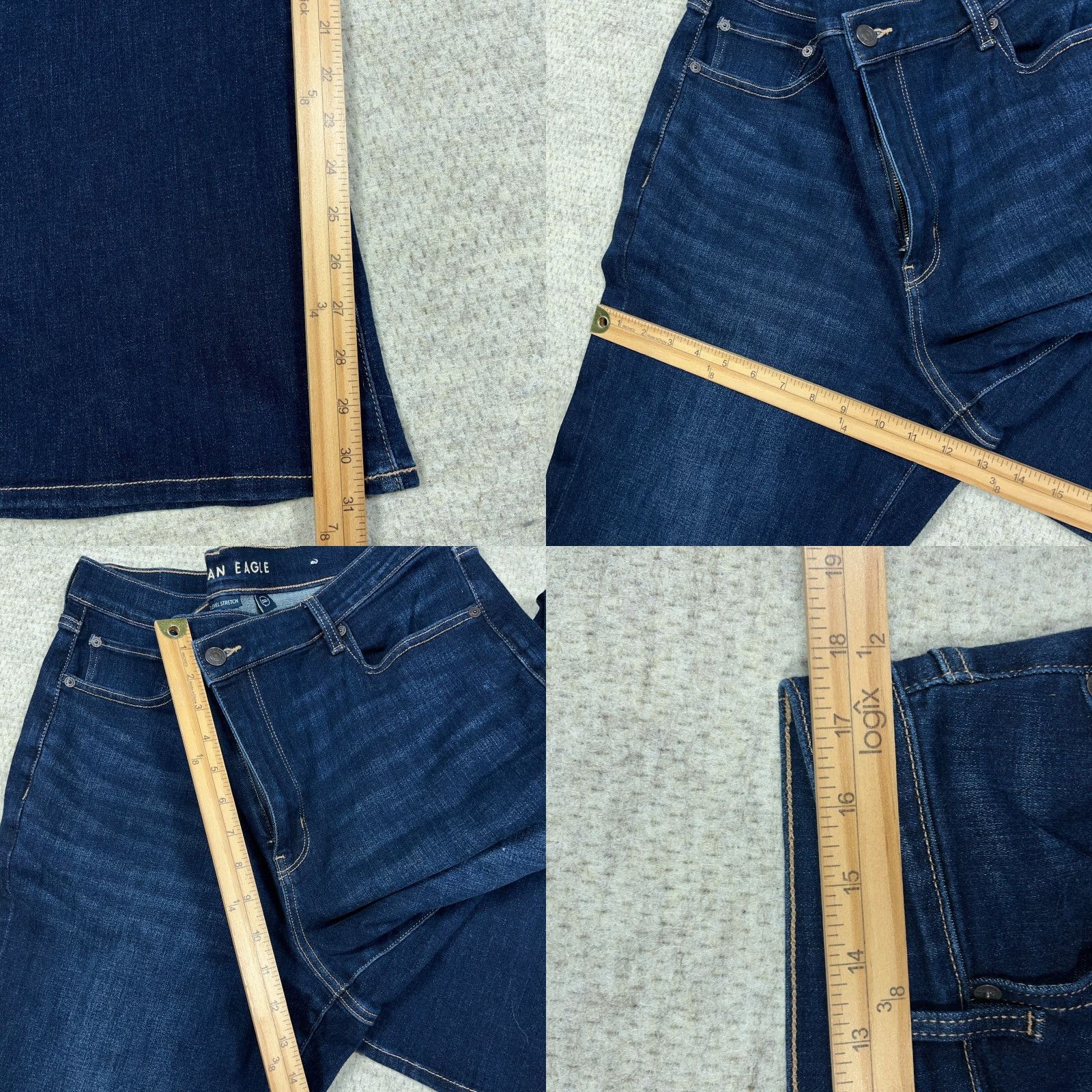 American Eagle Outfitters American Eagle Jeans Women 108 Super High Hi Rise Flare Dark Wash Faded Stretch Size 40" / US 18 - 8 Thumbnail