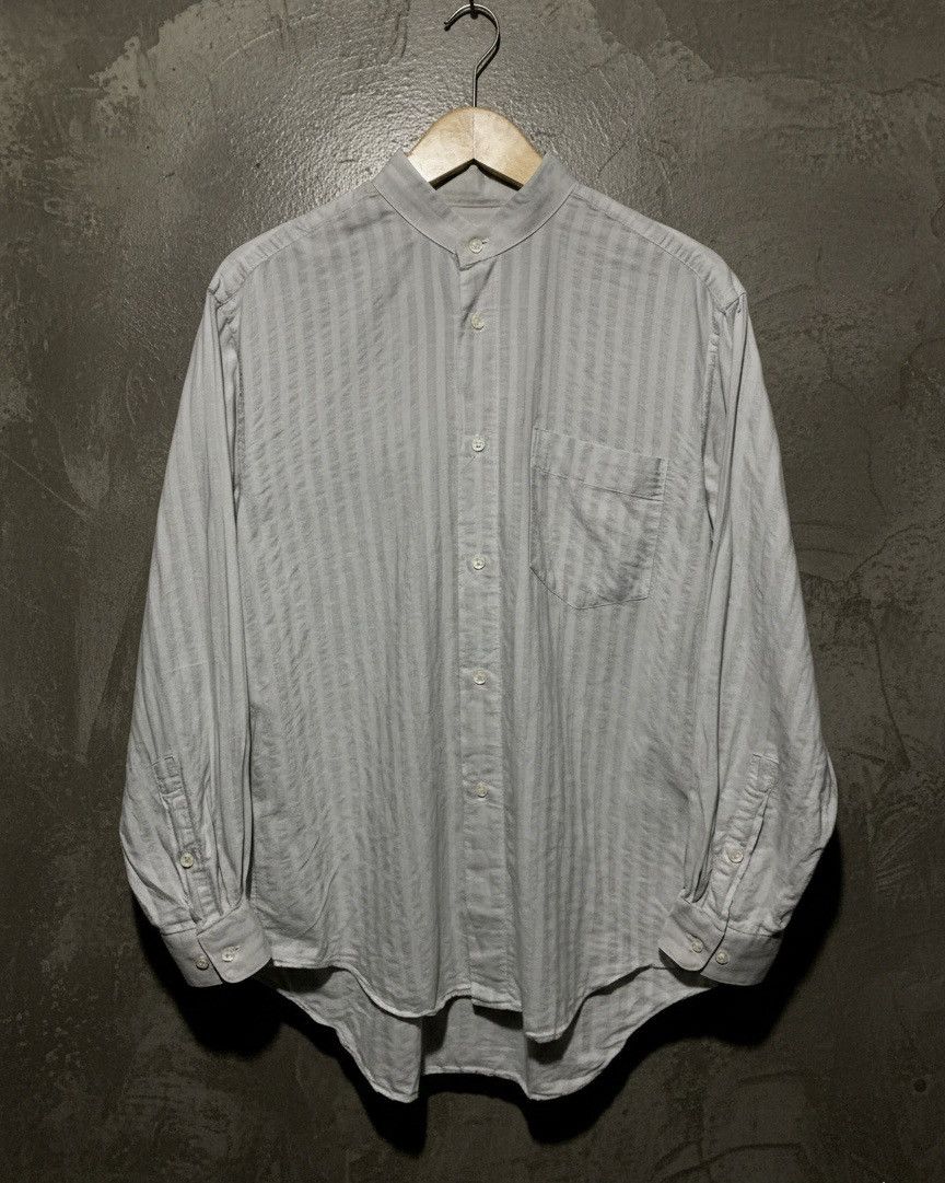 Issey Miyake shadow striped stand collar sanghai shirt