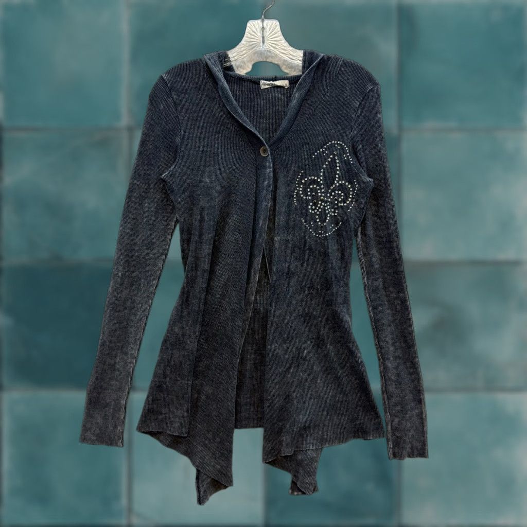 Vintage VINTAGE Vocal Cardigan Sweater Hoodie Small Grey Rhinestone Bling Cyber Fairy Grunge S Womens Size S / US 4 / IT 40 - 1 Thumbnail