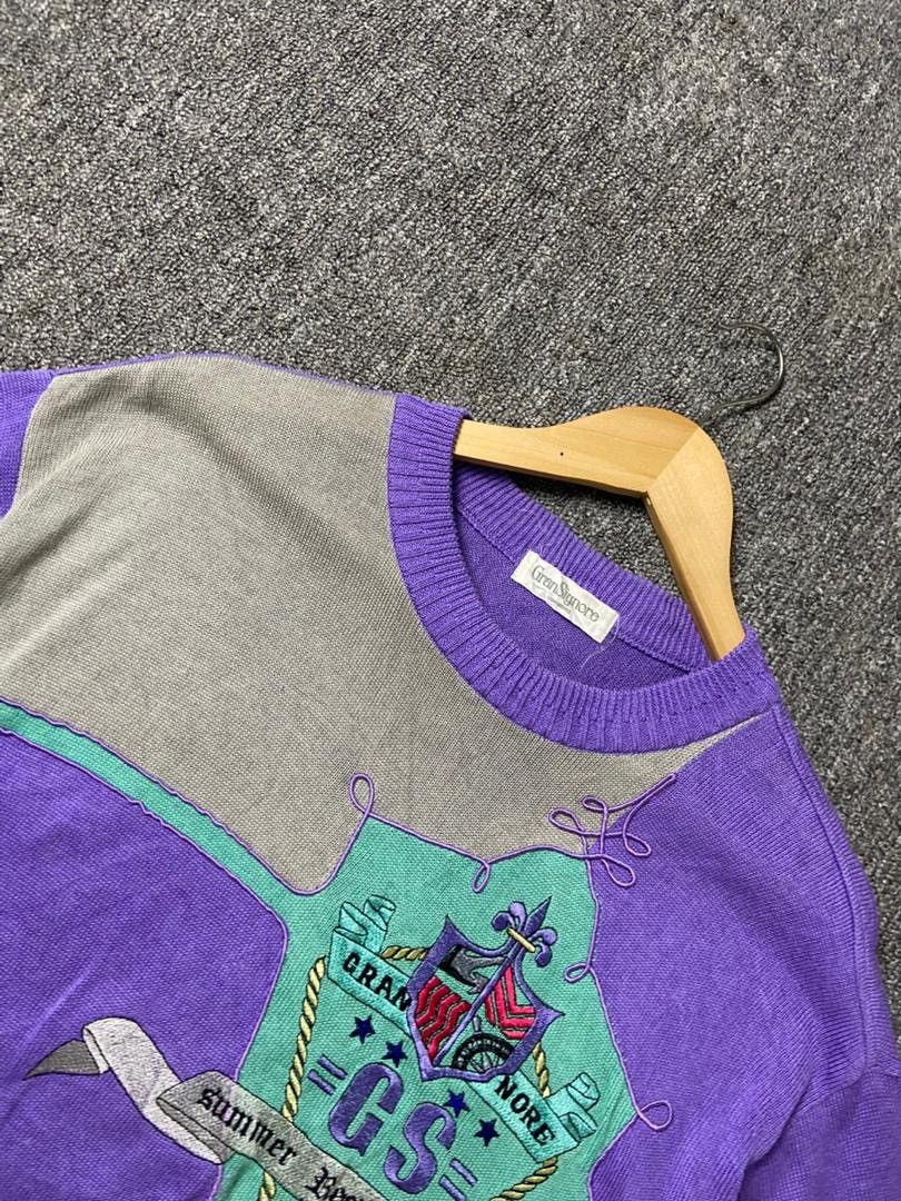 Japanese Brand Gran Signore Embroidered Short Sleeve Knitwear (191) Size US S / EU 44-46 / 1 - 8 Thumbnail